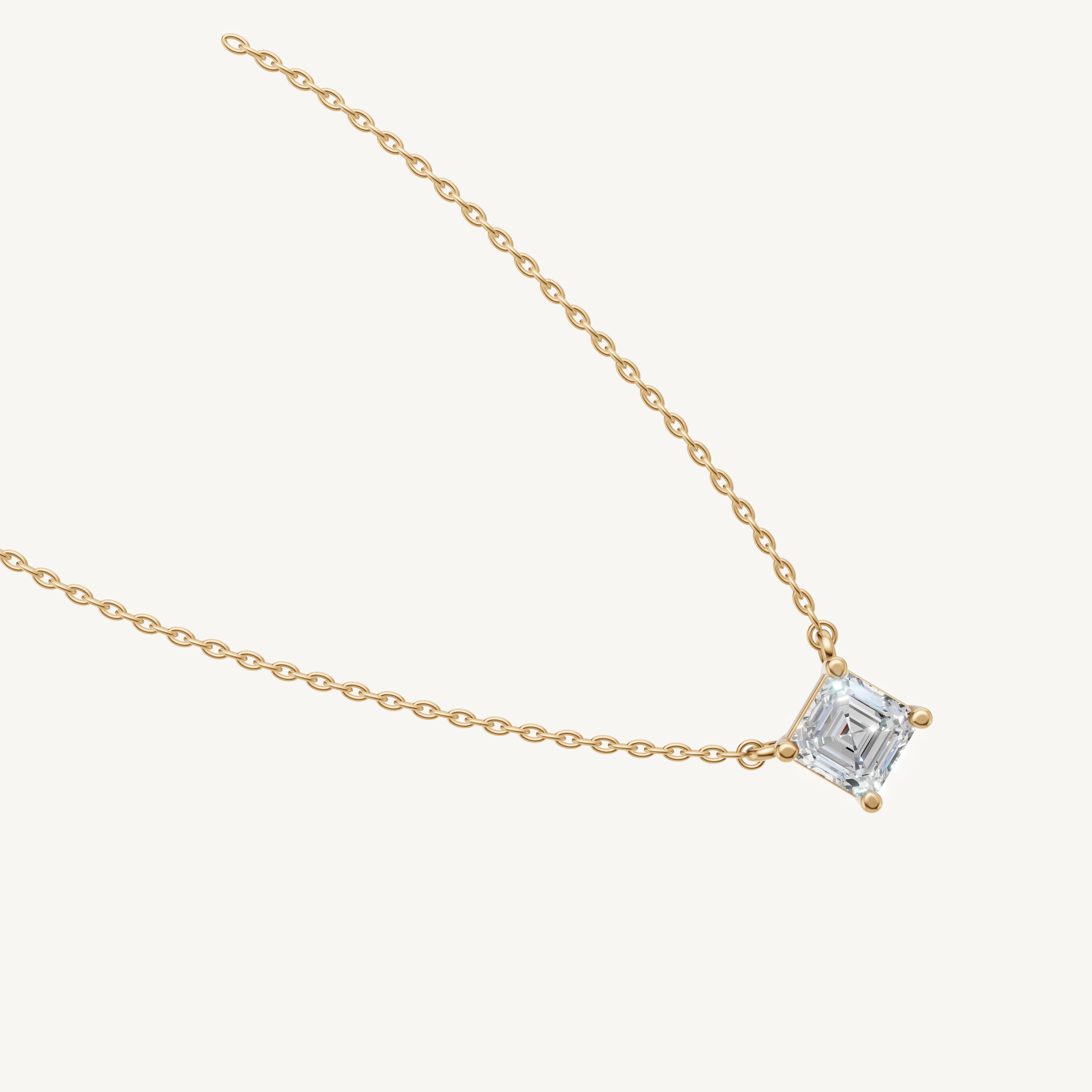 Elegant Bezel Set Asscher Diamond Pendant Necklace in 14K Yellow Gold