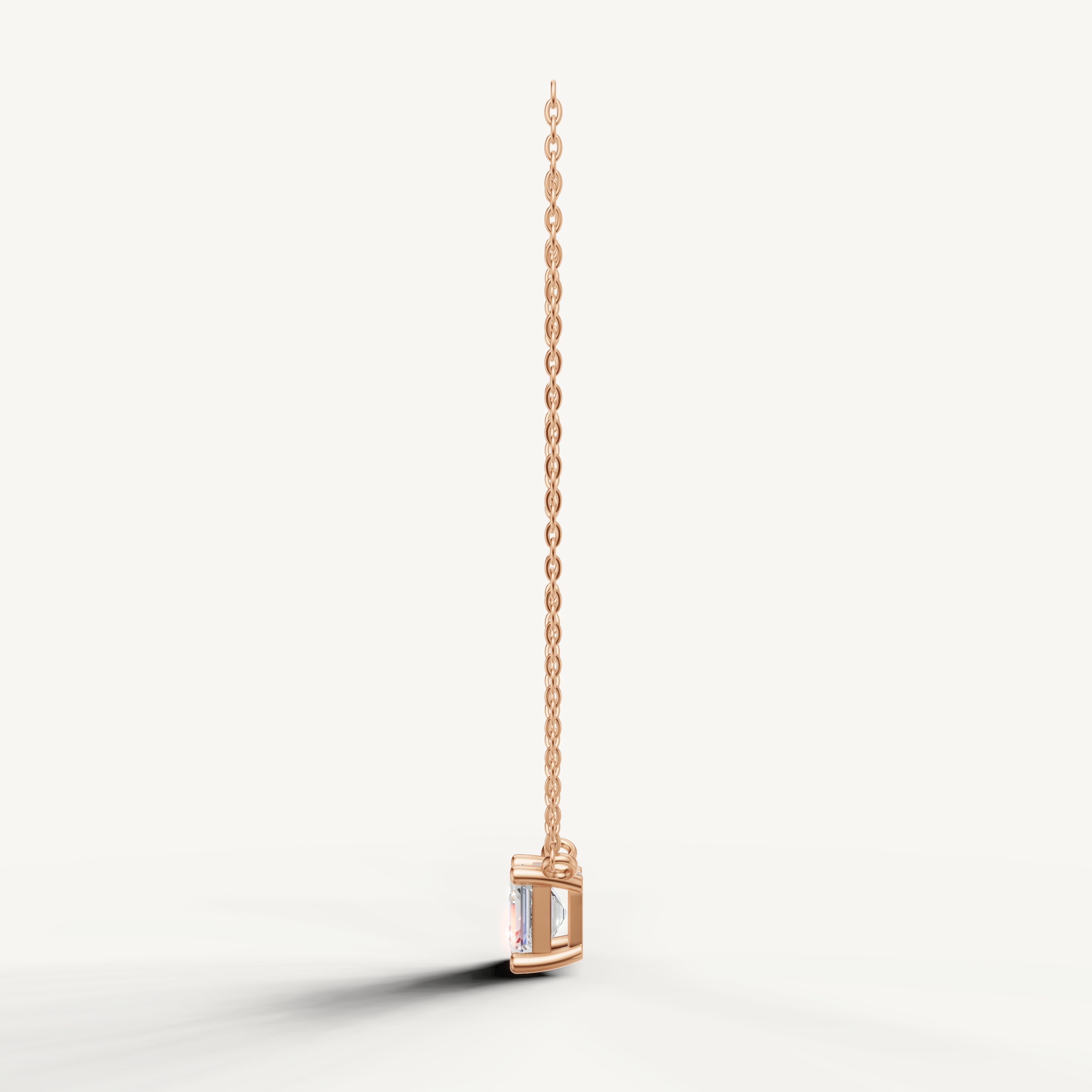 Minimalist Asscher Lab Grown Diamond Solitaire Pendant in Rose Gold by Raul Diamonds