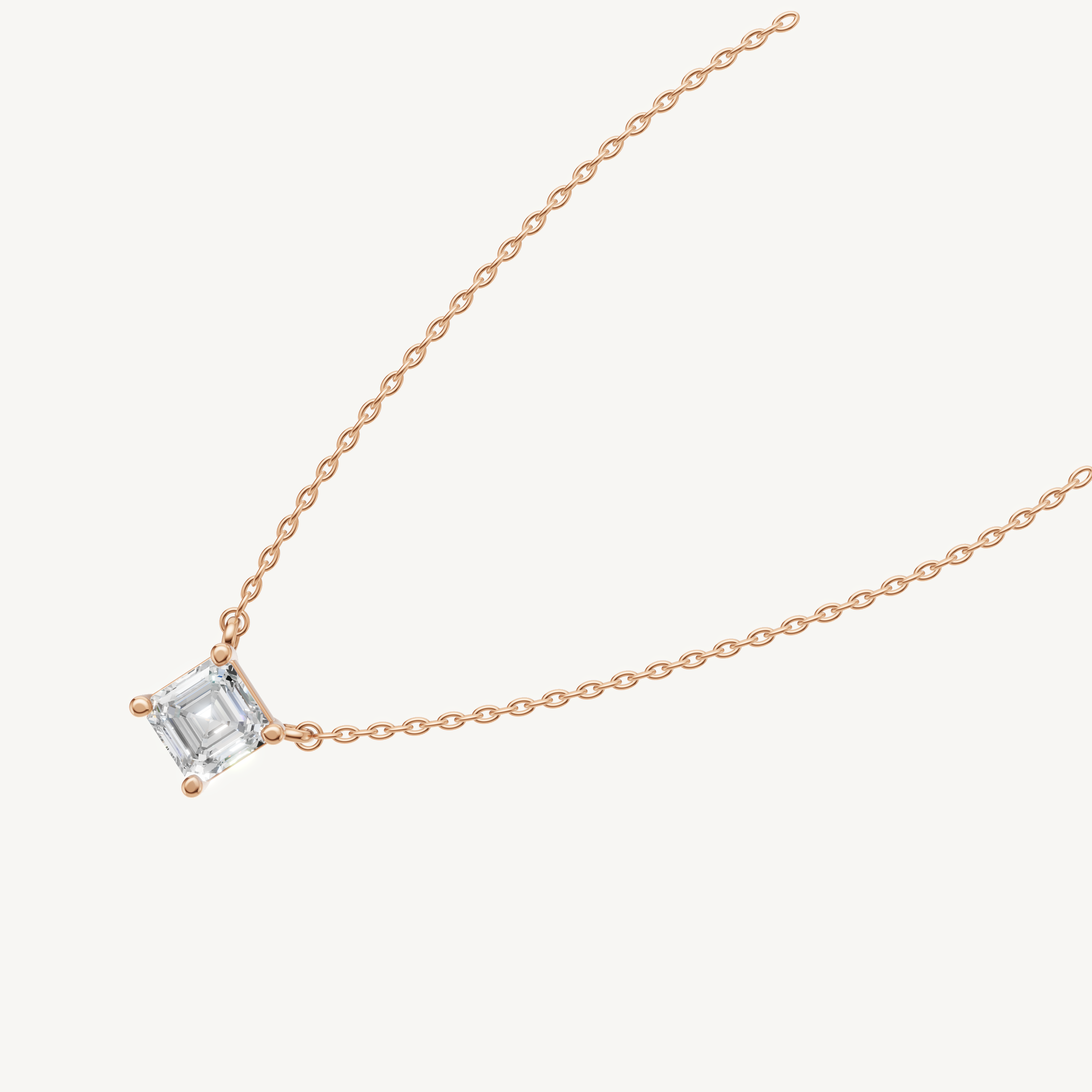 Dainty Asscher Shape Lab Grown Diamond Pendant Necklace by Raul Diamonds