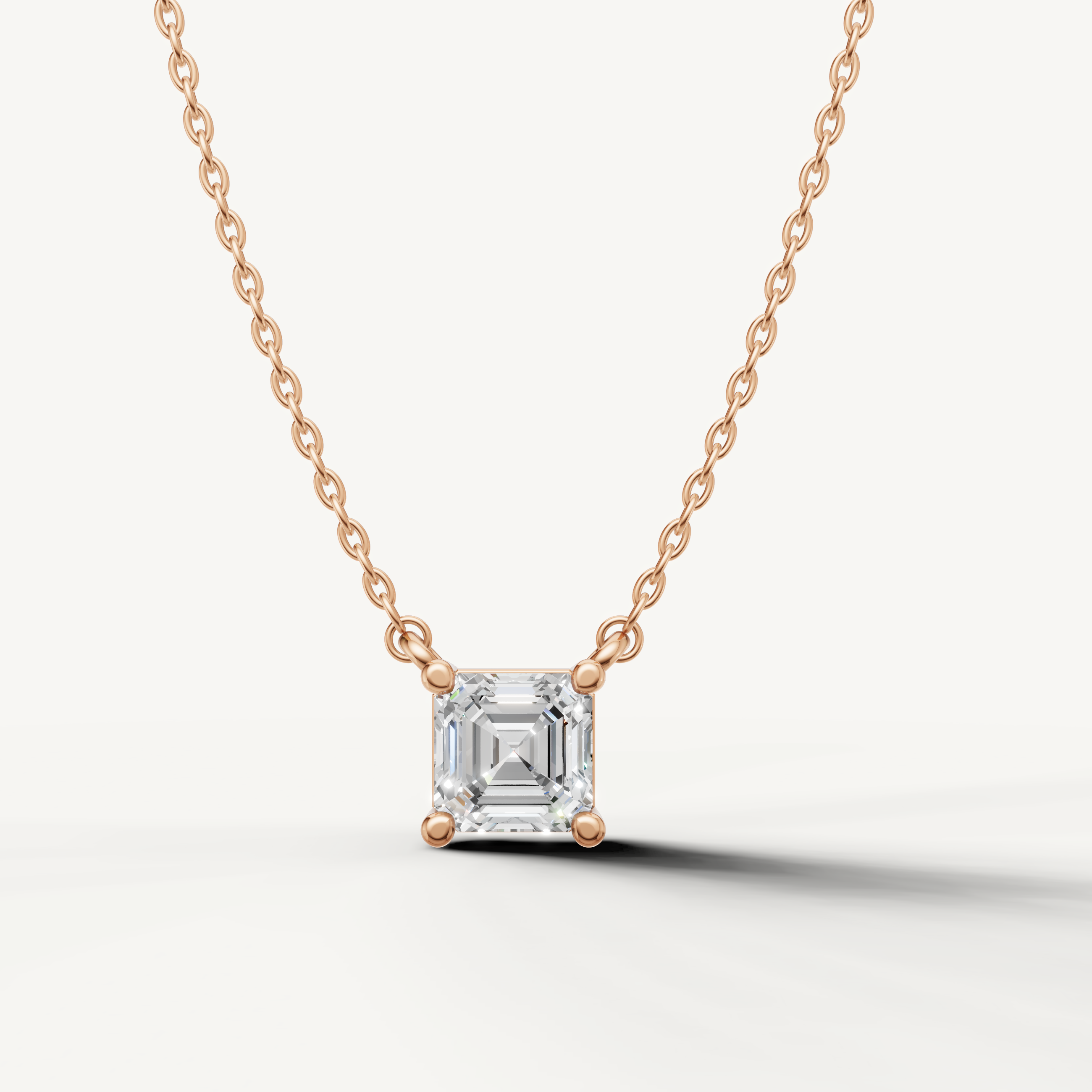 Raul Diamonds Asscher Cut Lab Grown Diamond Bezel Pendant Necklace in 14K Rose Gold