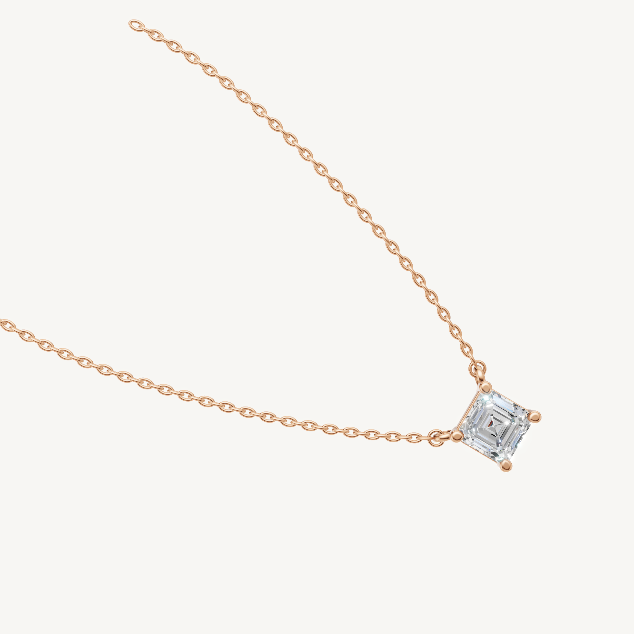 Modern Asscher Cut Lab Diamond Pendant Necklace for Women in Rose Gold