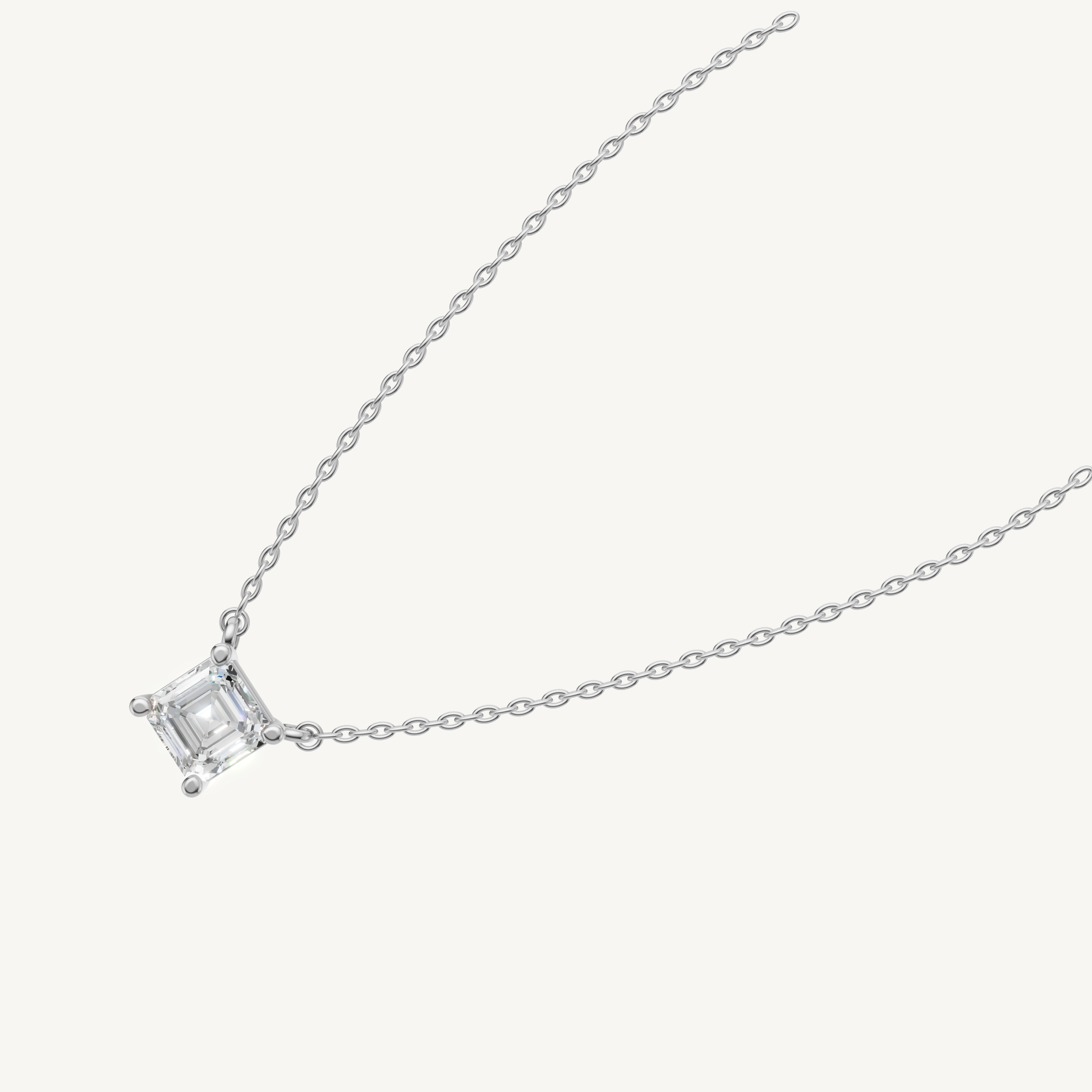 Dainty Asscher Shape Lab Grown Diamond Pendant Necklace by Raul Diamonds