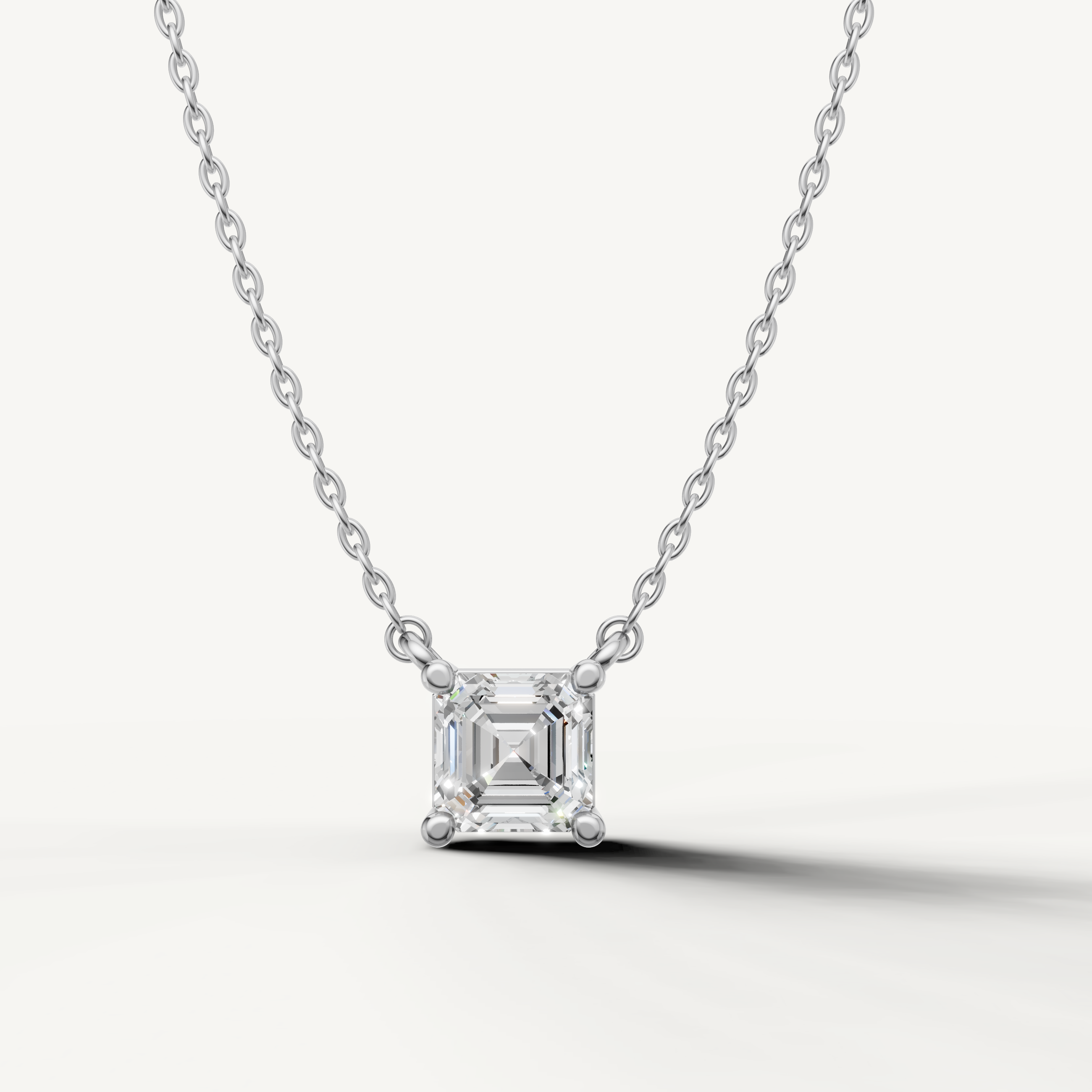 Raul Diamonds Asscher Cut Lab Grown Diamond Bezel Pendant Necklace in 14K White Gold