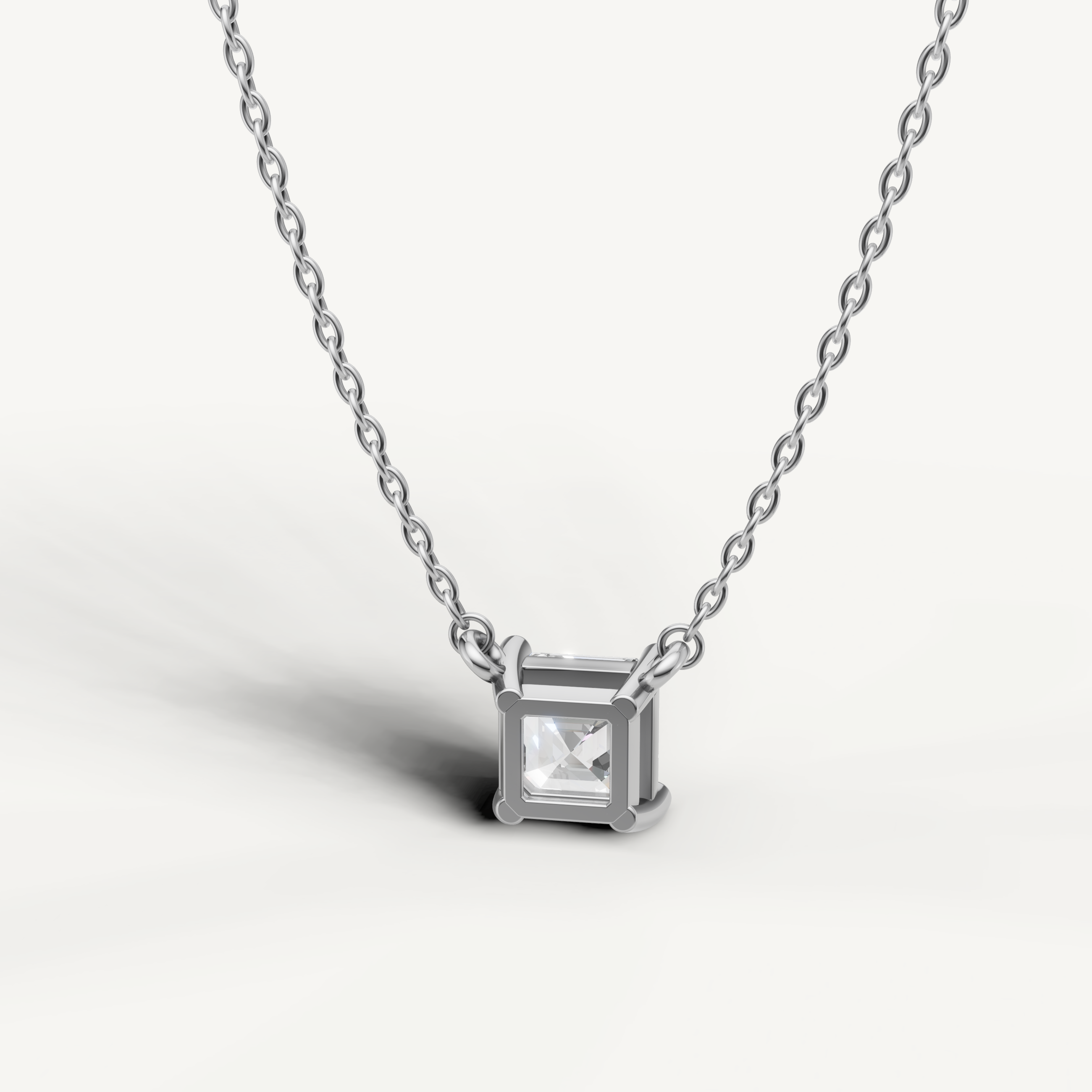 Minimalist Asscher Lab Grown Diamond Solitaire Pendant in White Gold by Raul Diamonds