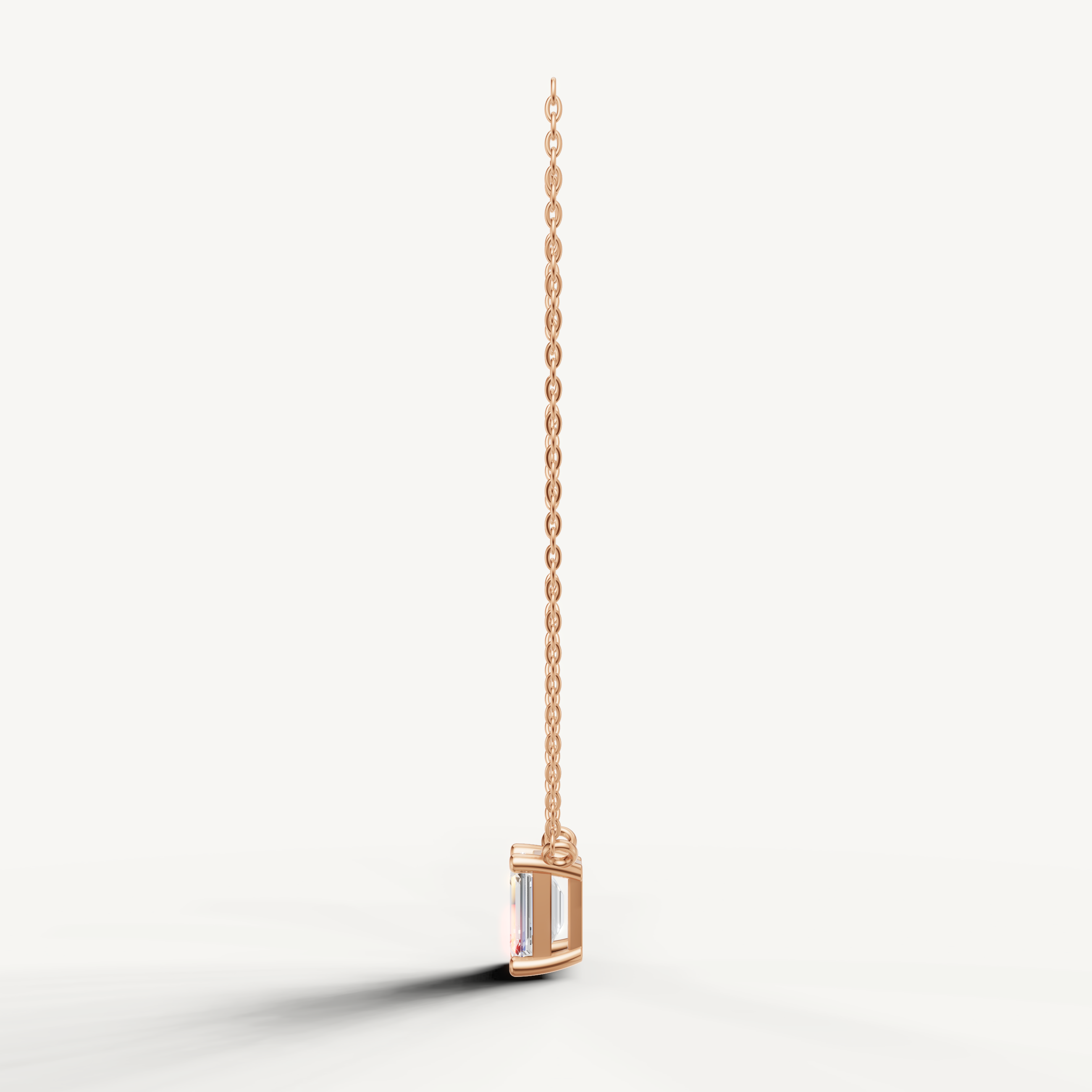 Dainty Emerald Cut Lab Grown Diamond Pendant Necklace by Raul Diamonds