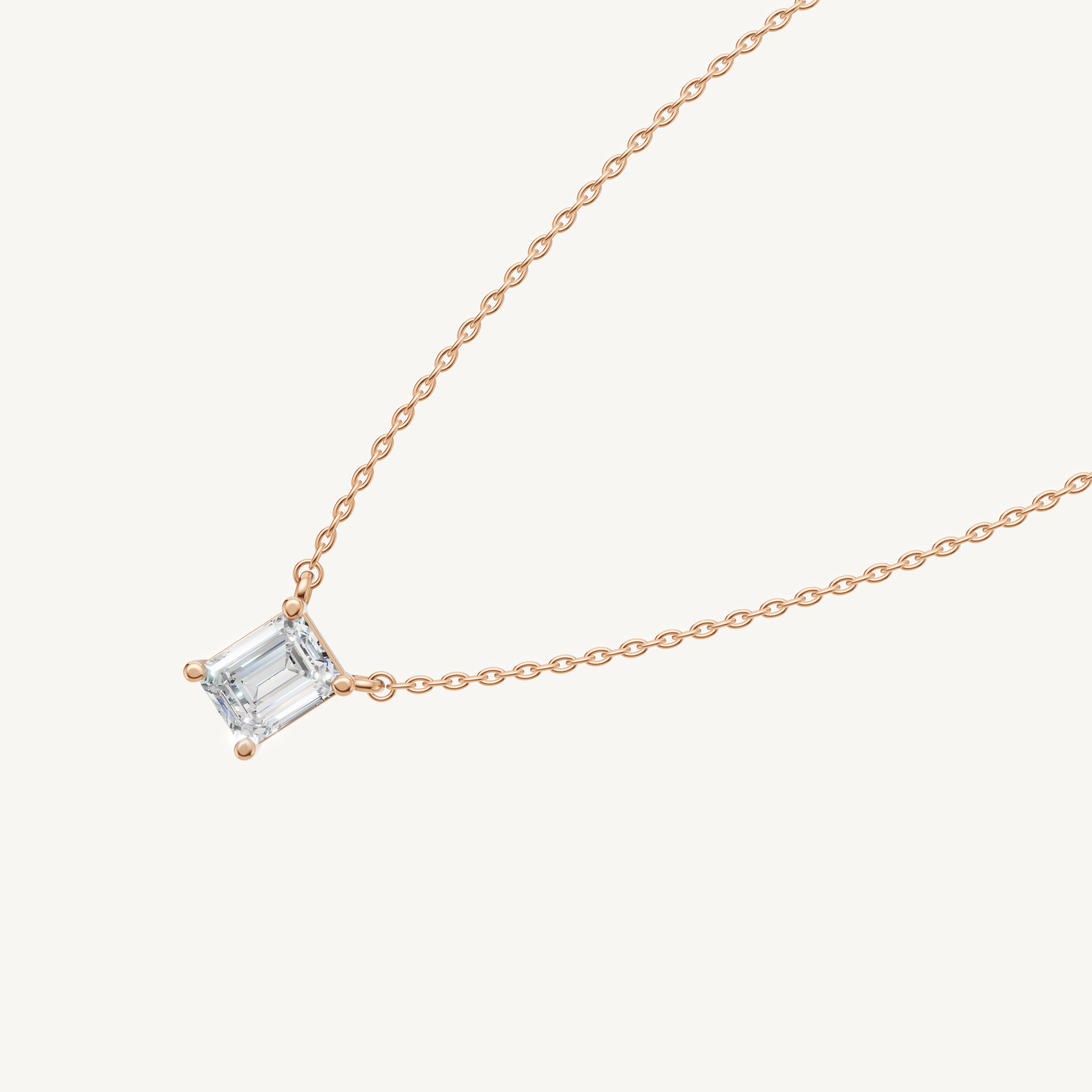 Modern Emerald Cut Lab Diamond Pendant Necklace for Women in Rose Gold