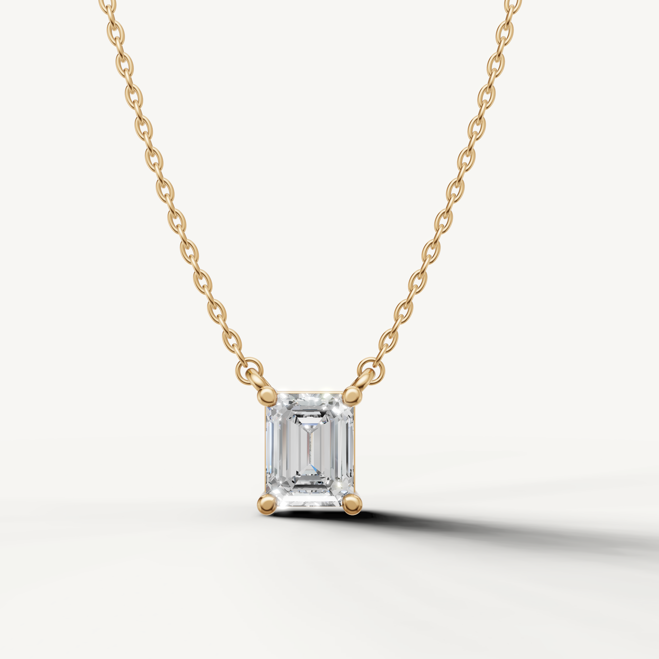 Raul Diamonds Emerald Cut Lab Grown Diamond Pendant Necklace in 14K Yellow Gold