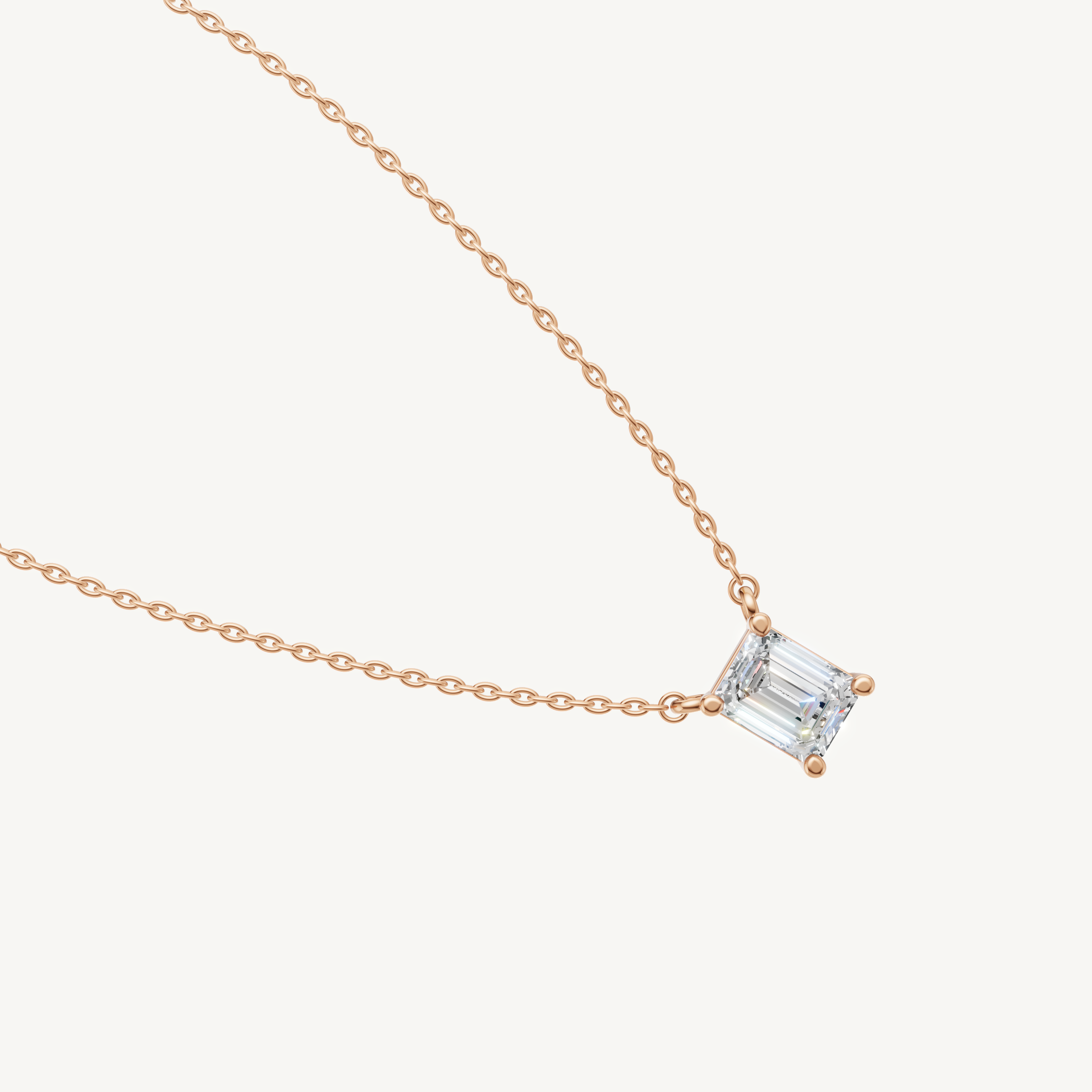 Elegant Emerald Shape Lab Grown Diamond Pendant Necklace with Pavé Bail