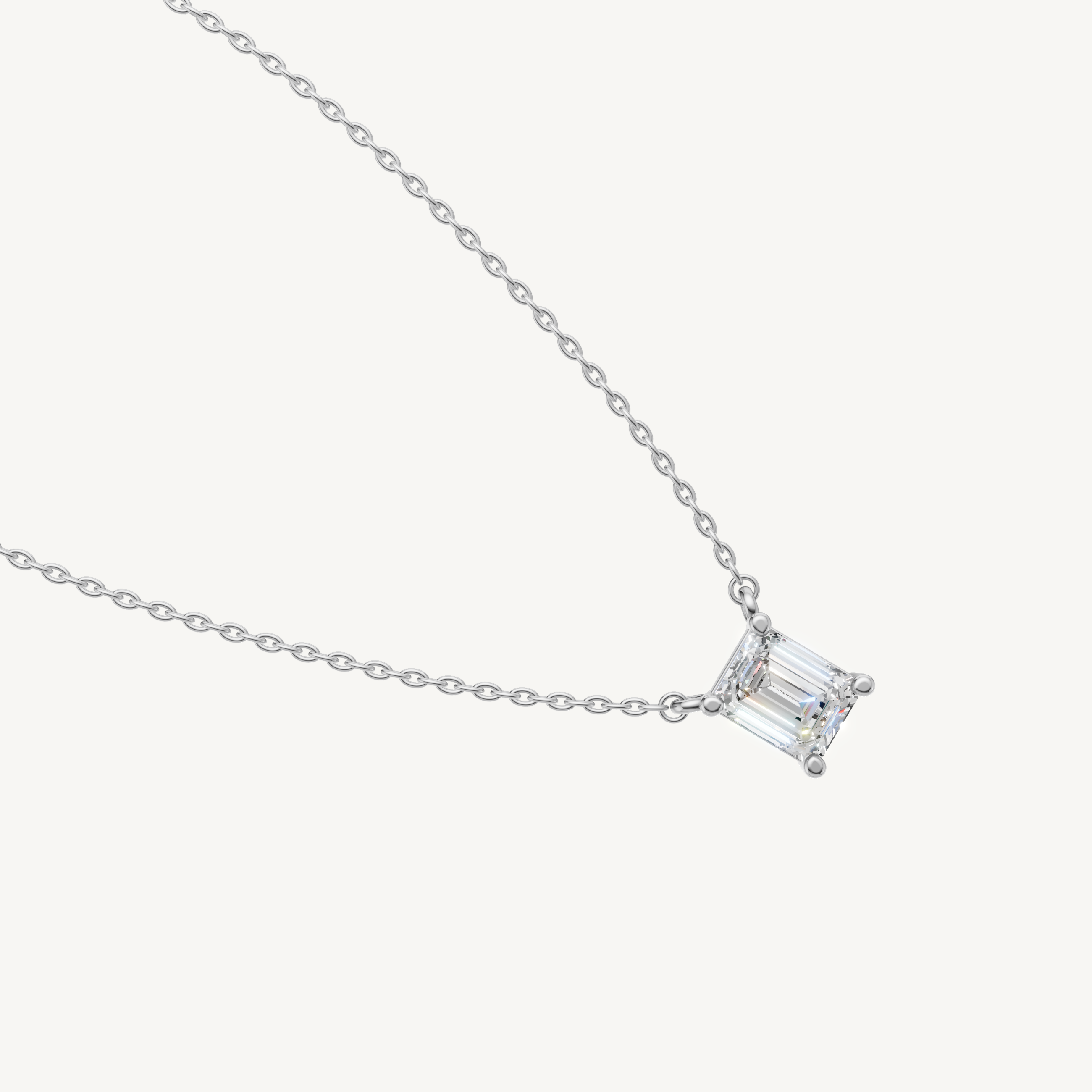 Modern Emerald Cut Lab Diamond Pendant Necklace for Women in White Gold