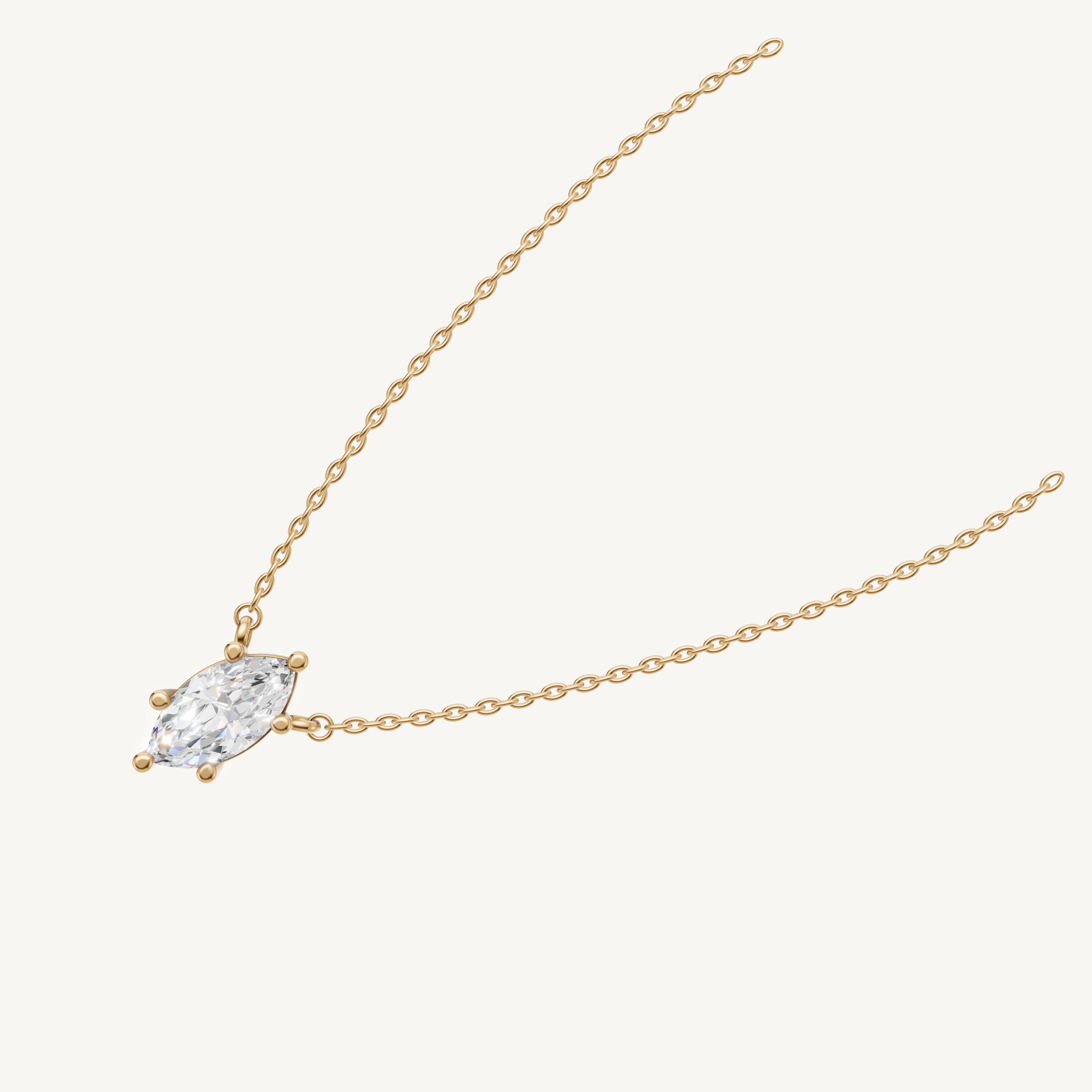Dainty Marquise Lab Diamond Bezel Pendant Necklace in 14K Yellow Gold