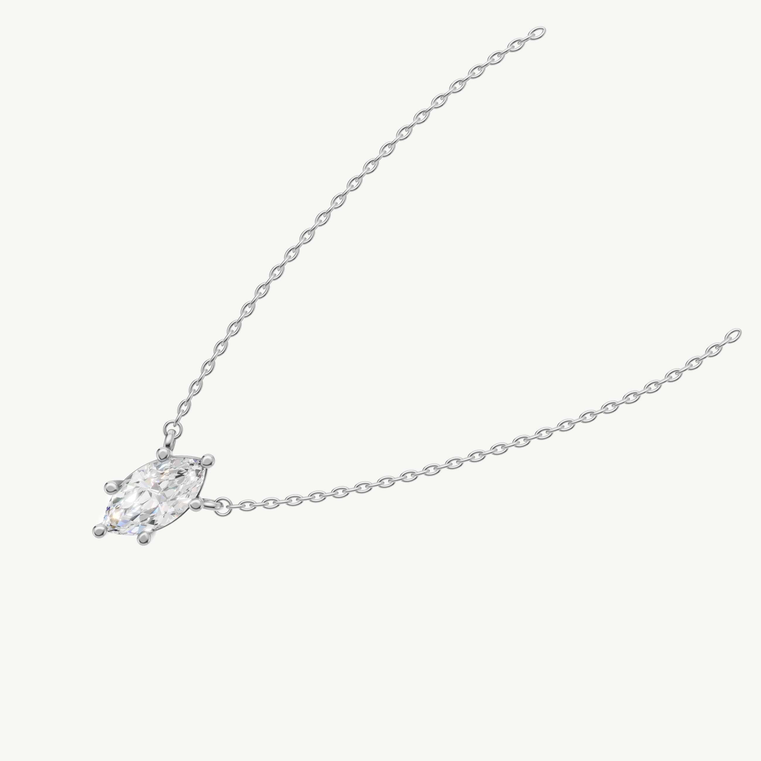 Minimalist Marquise Lab Grown Diamond Solitaire Pendant in White Gold