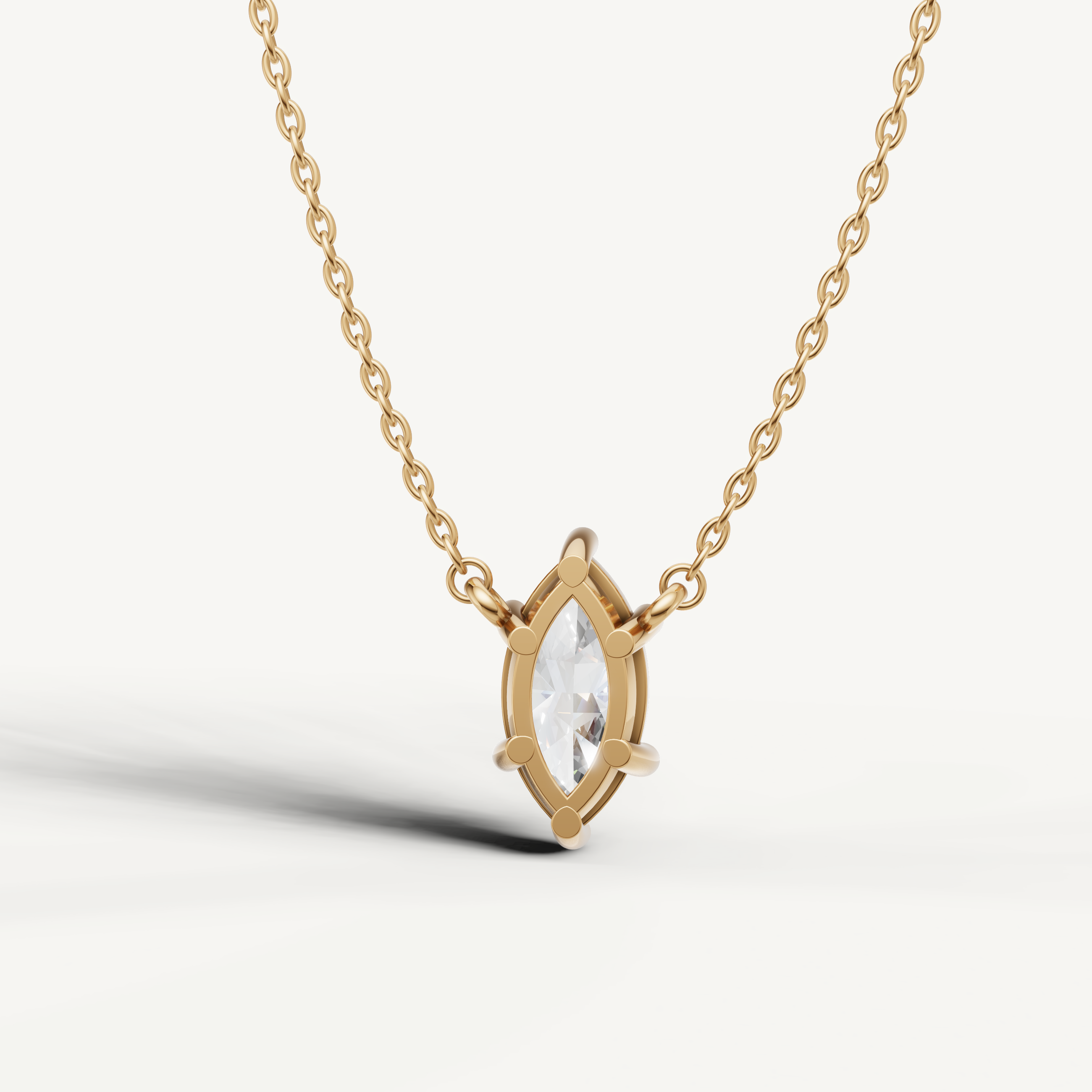 Minimalist Marquise Lab Grown Diamond Solitaire Pendant in Rose Gold