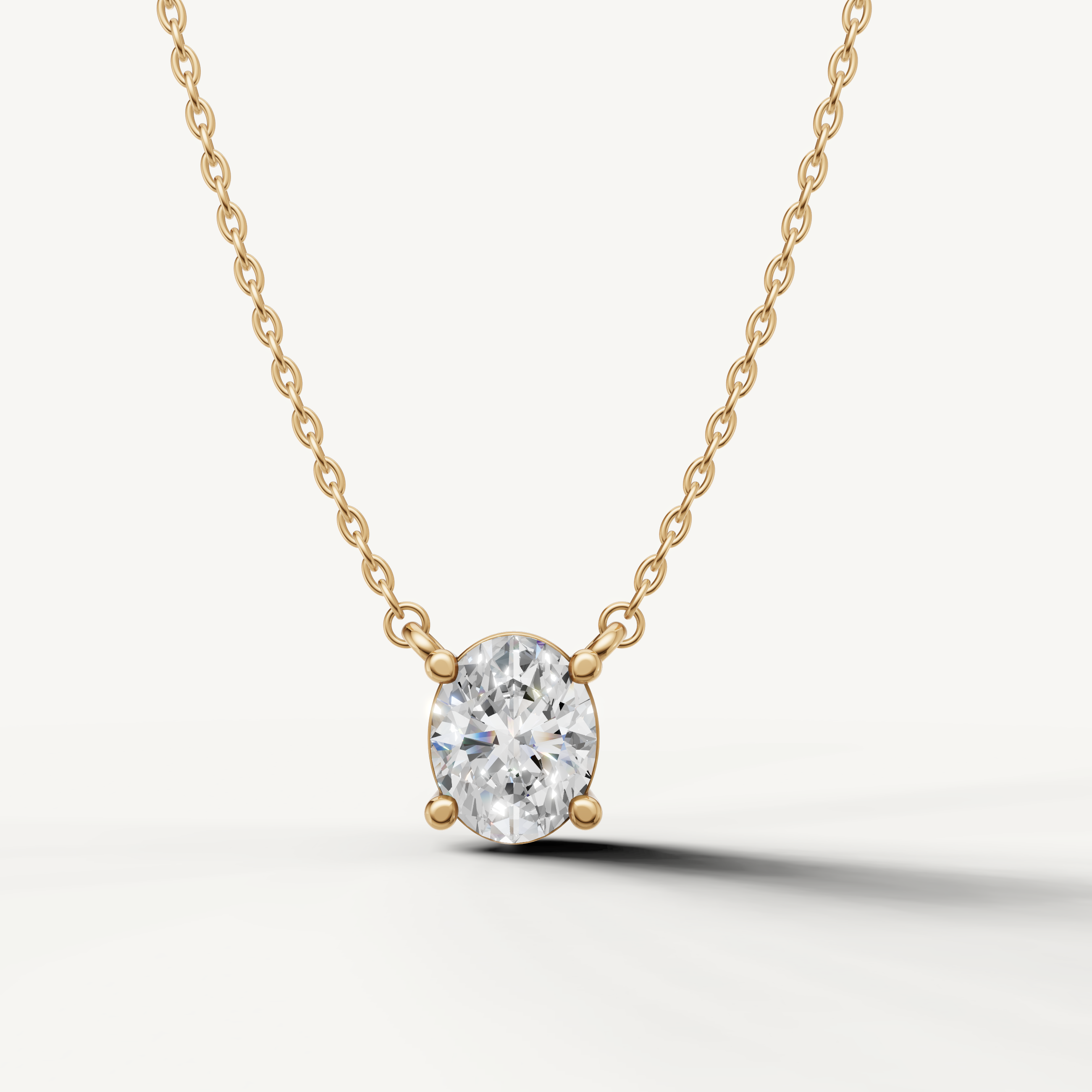 Raul Diamonds Oval Cut Lab Grown Diamond Bezel Pendant Necklace in 14K Yellow Gold