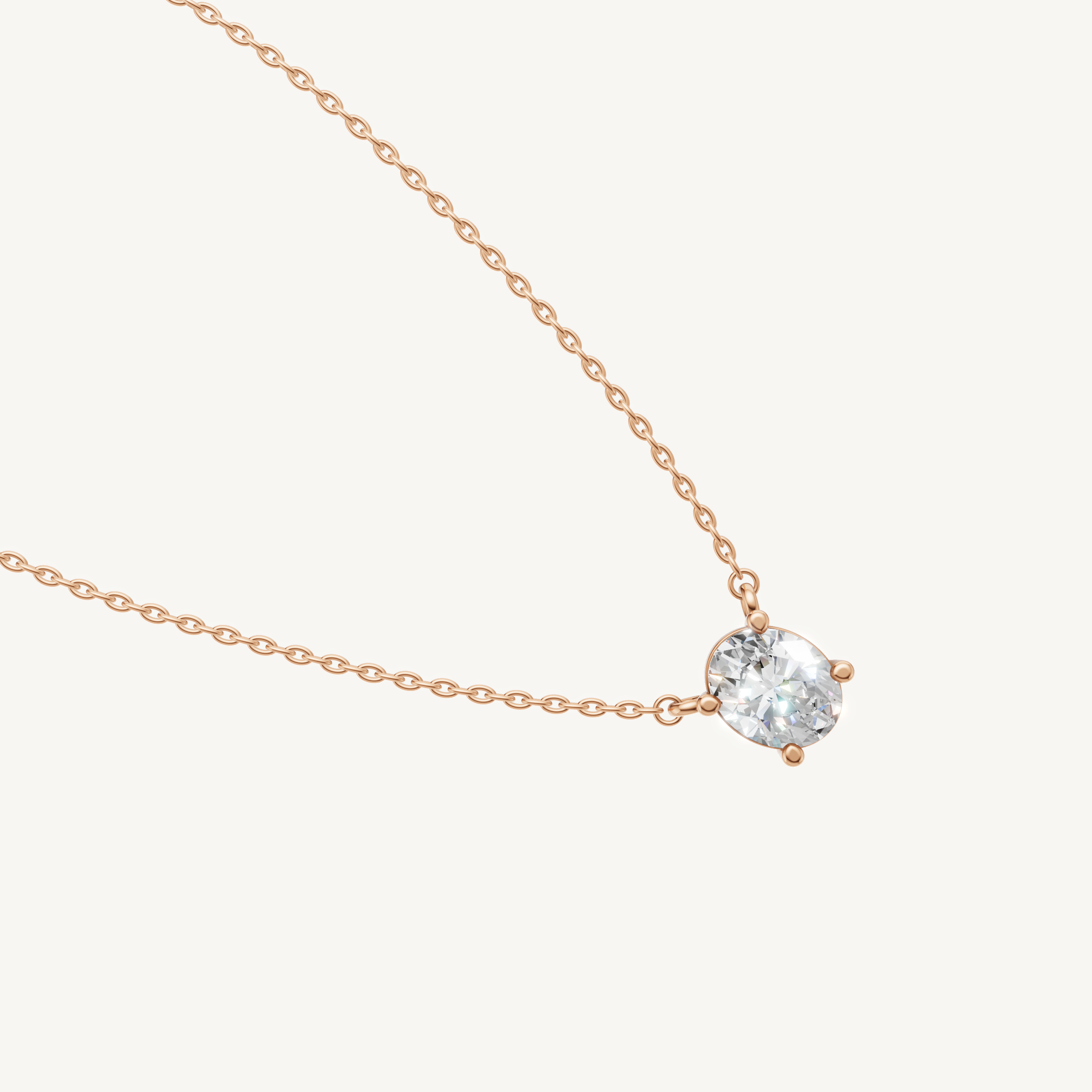 Modern Oval Cut Lab Grown Diamond Pendant Necklace for Women in Rose Gold