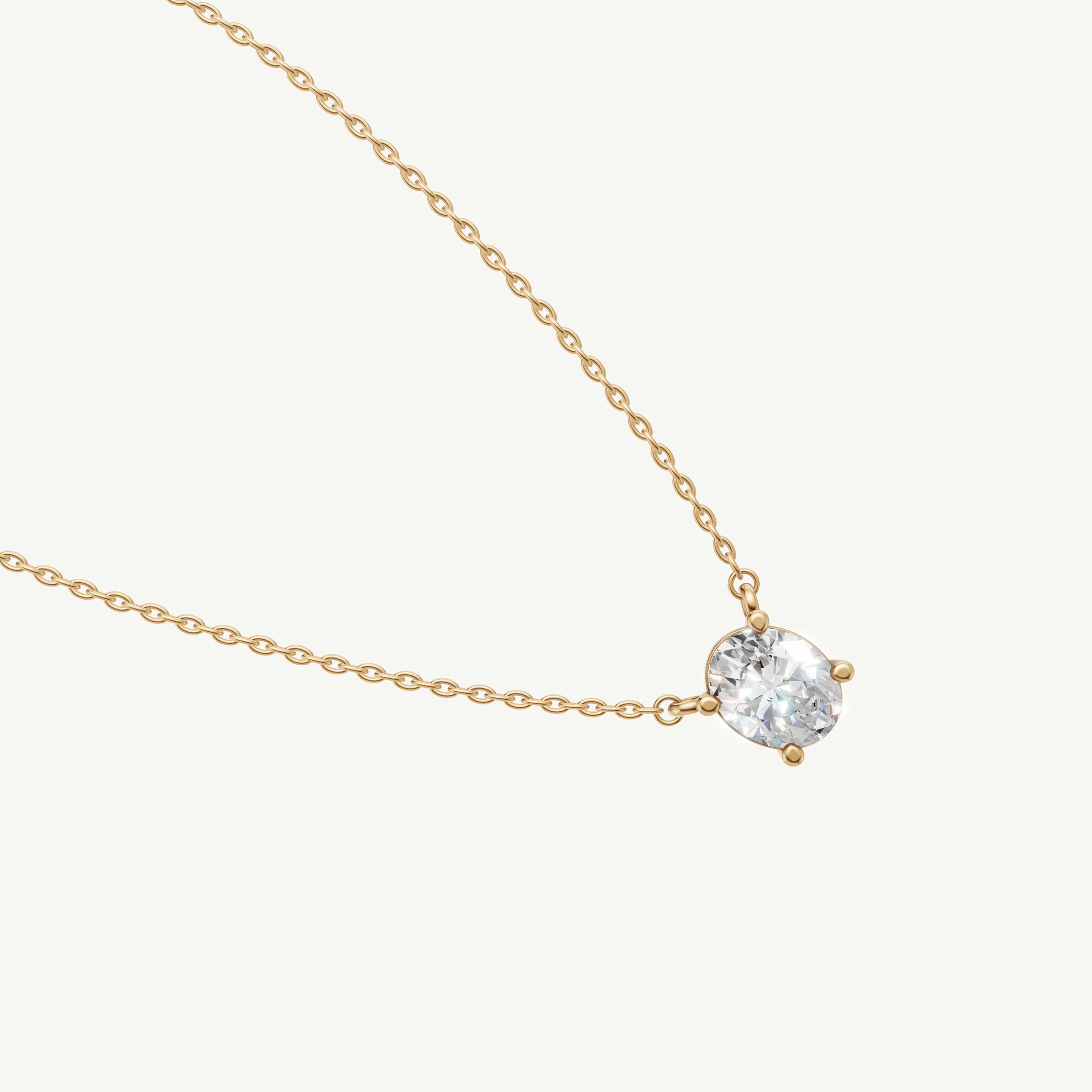 Modern Oval Cut Lab Grown Diamond Pendant Necklace for Women in Yellow Gold