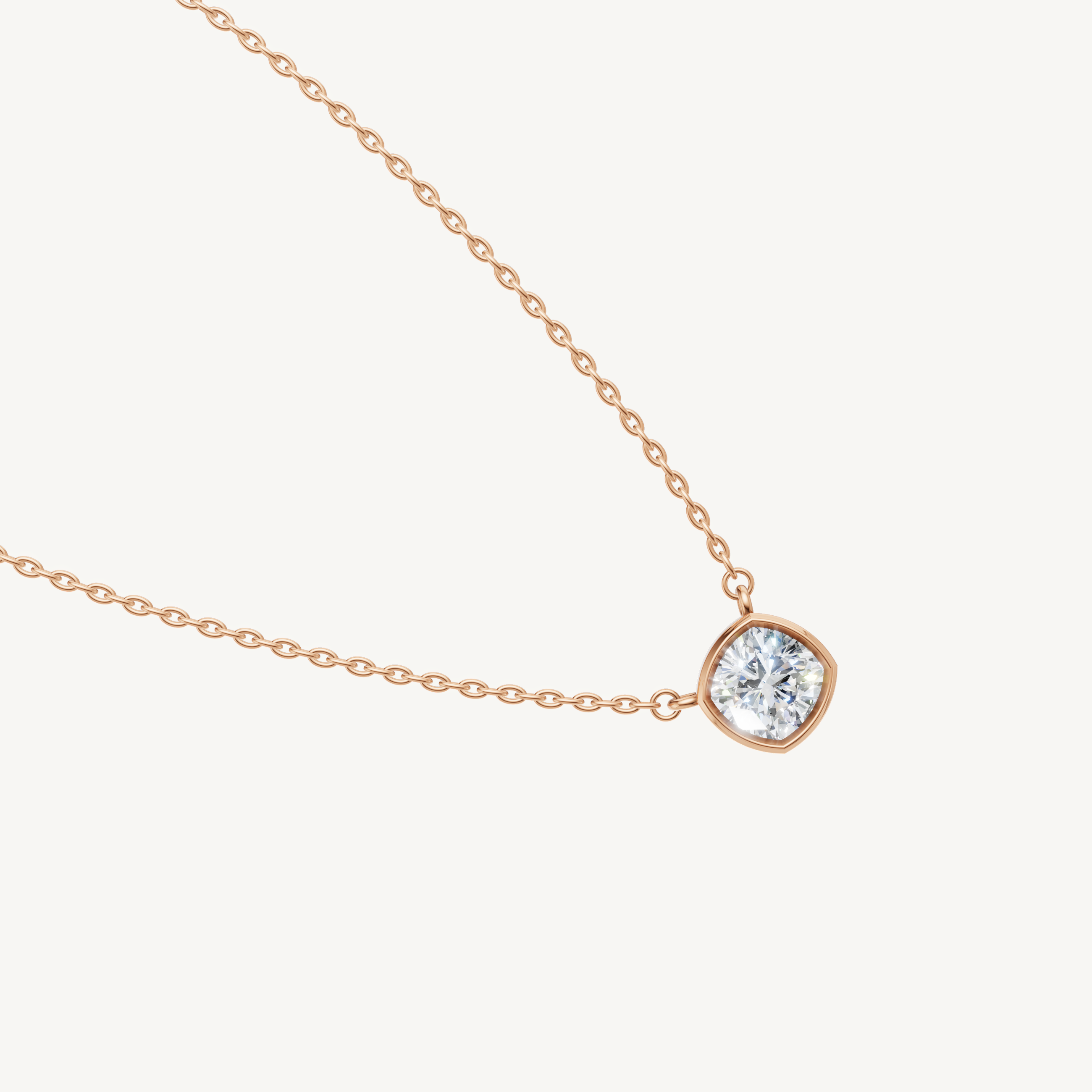 Modern Cushion Cut Lab Diamond Pendant Necklace for Women in Rose Gold