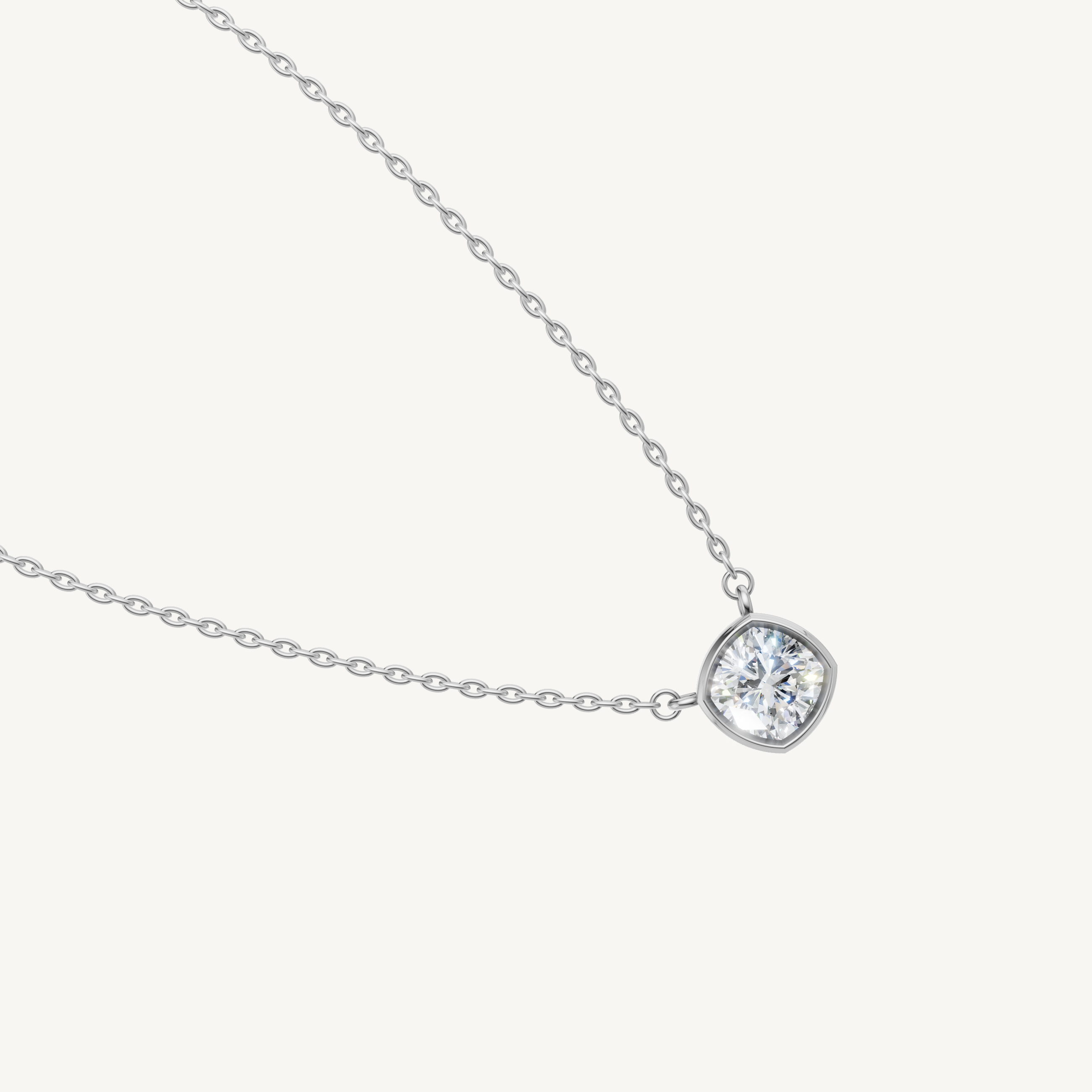 Modern Cushion Cut Lab Diamond Pendant Necklace for Women in White Gold