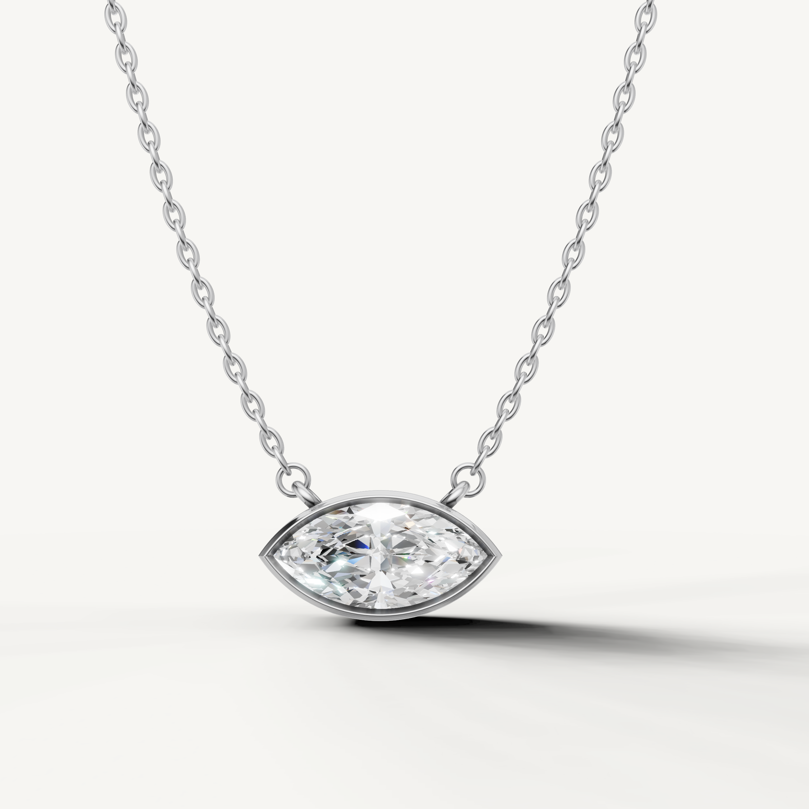 Raul Diamonds East West Marquise Cut Lab Grown Diamond Pendant Necklace in 14K White Gold