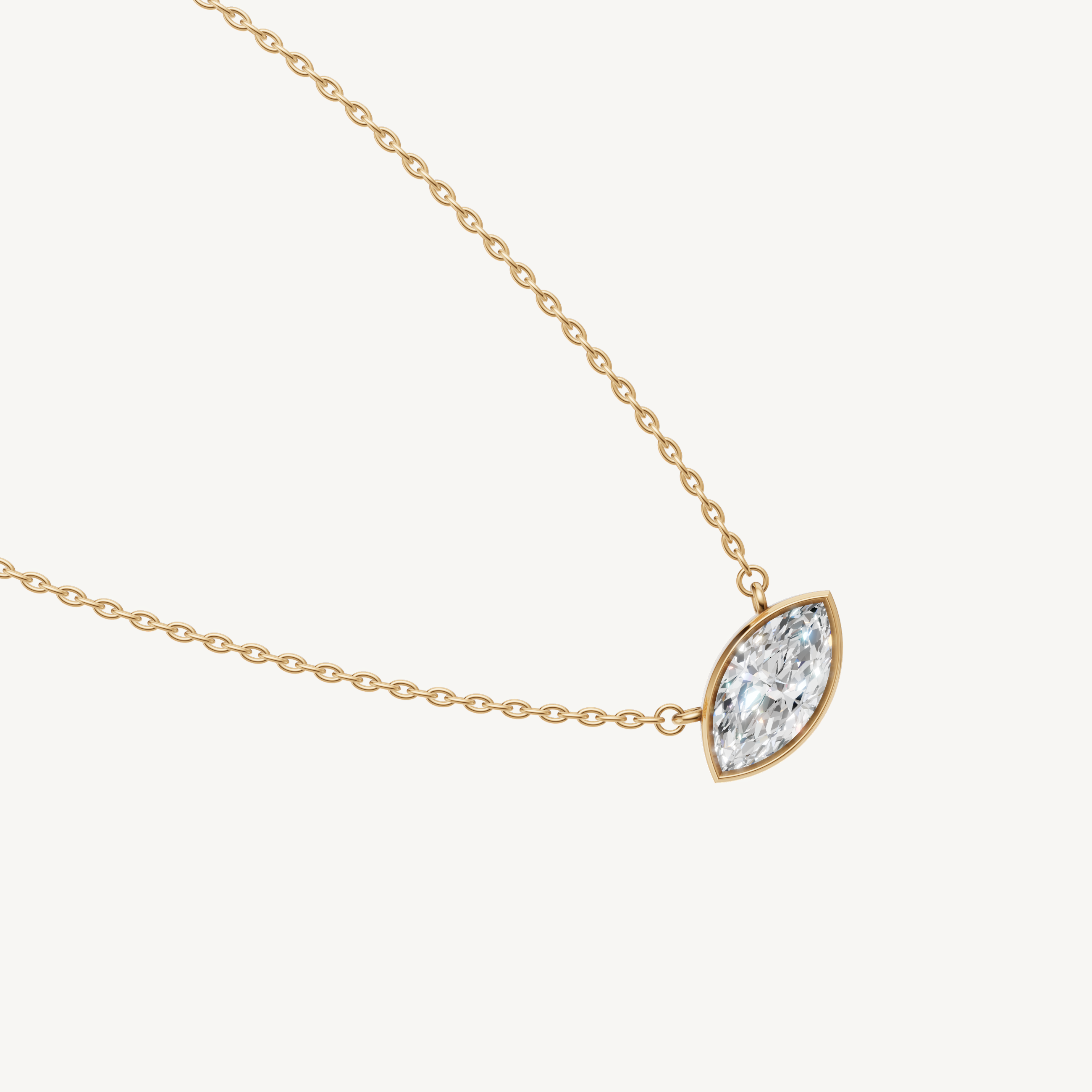 Modern East West Marquise Cut Lab Diamond Pendant Necklace for Women in Yellow Gold