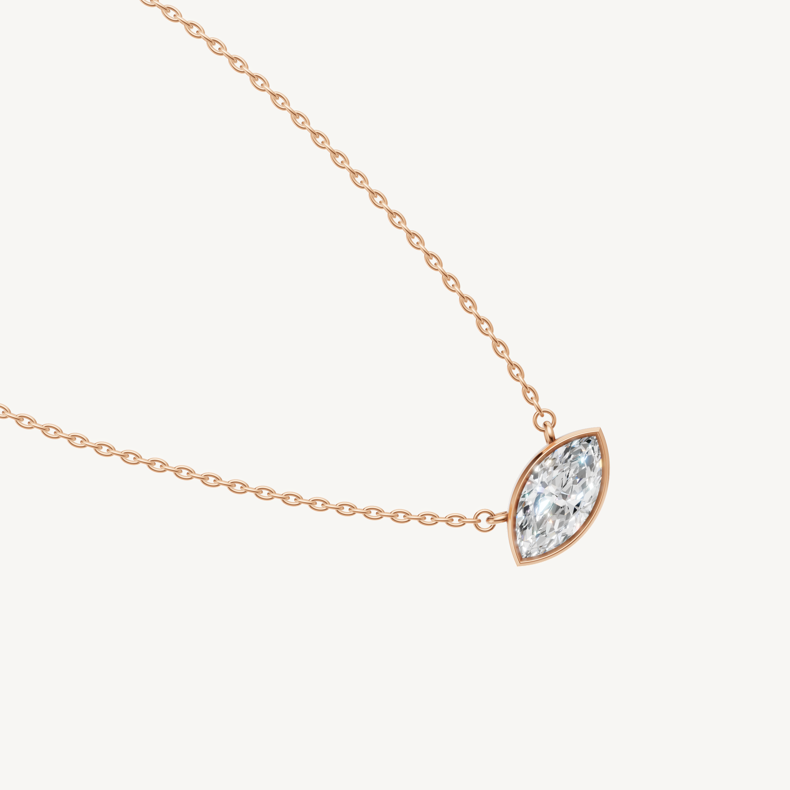 Modern East West Marquise Cut Lab Diamond Pendant Necklace for Women in Rose Gold