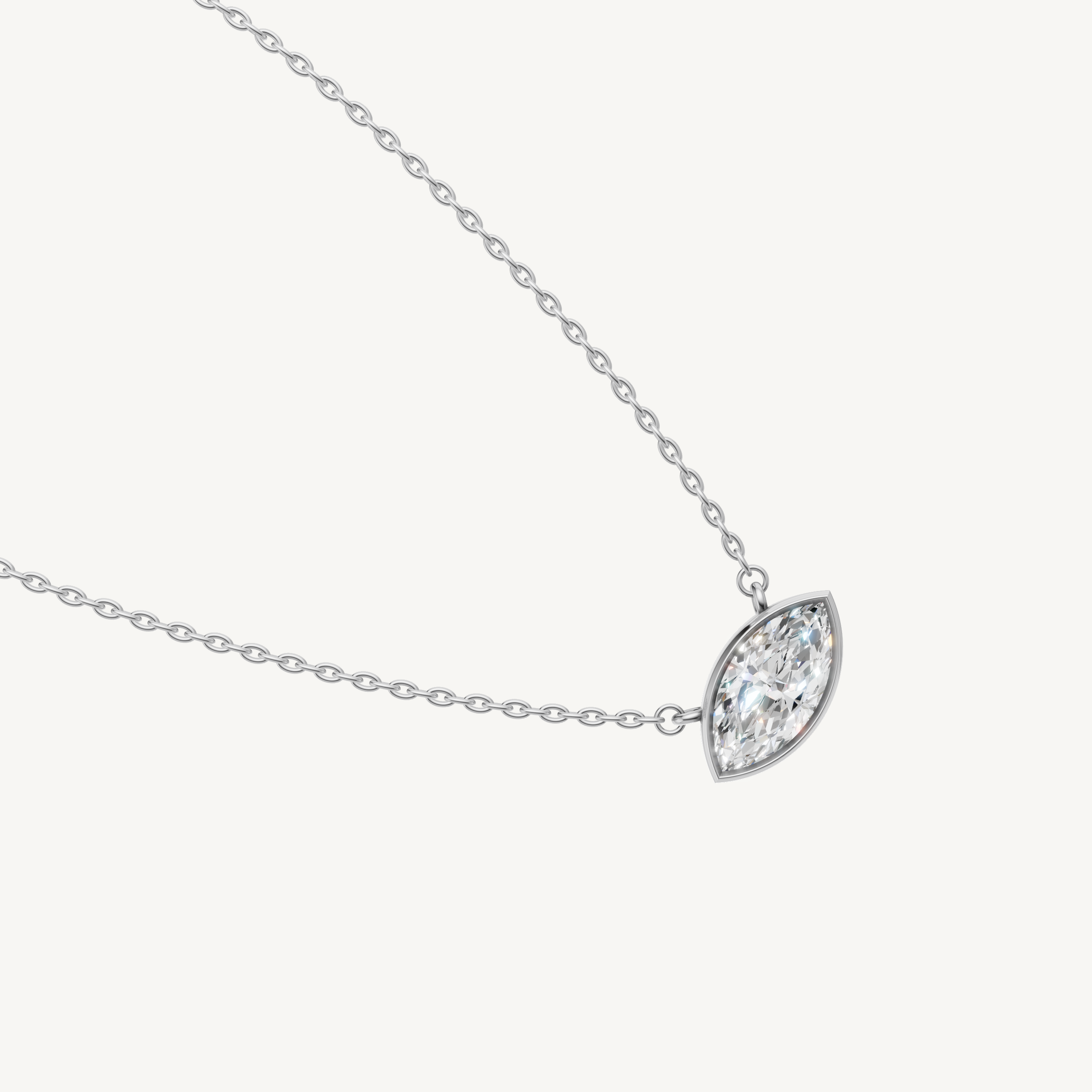 Modern East West Marquise Cut Lab Diamond Pendant Necklace for Women in White Gold