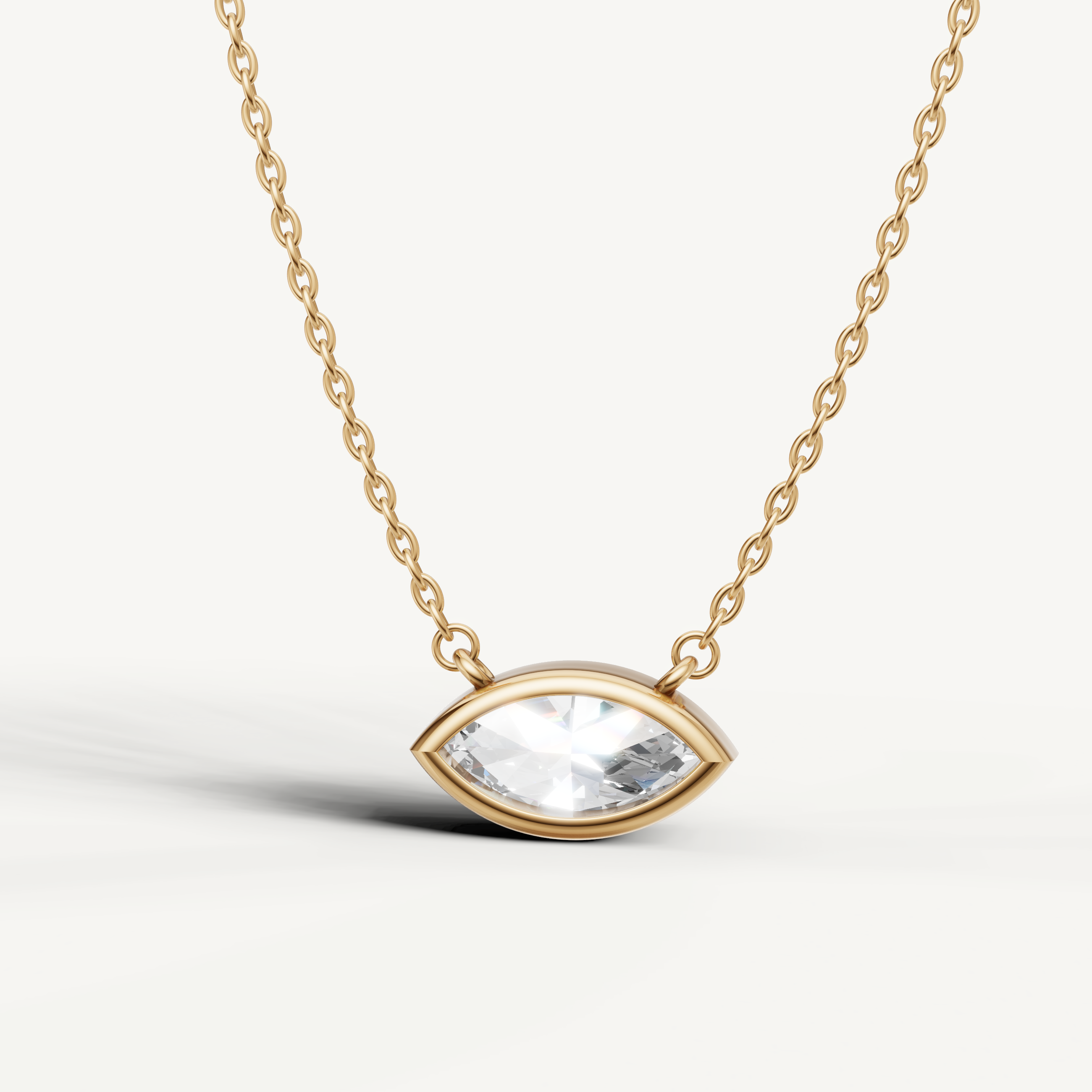 Minimalist East West Marquise Lab Diamond Solitaire Pendant in Yellow Gold