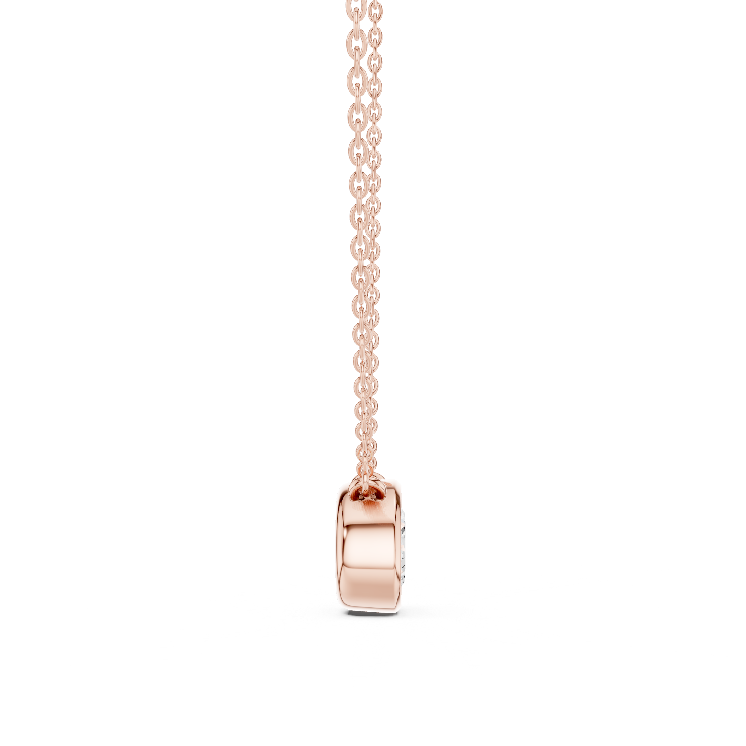 14K Gold Oval Lab-Grown Diamond Bezel Necklace | Sustainable Floating Solitaire Pendant