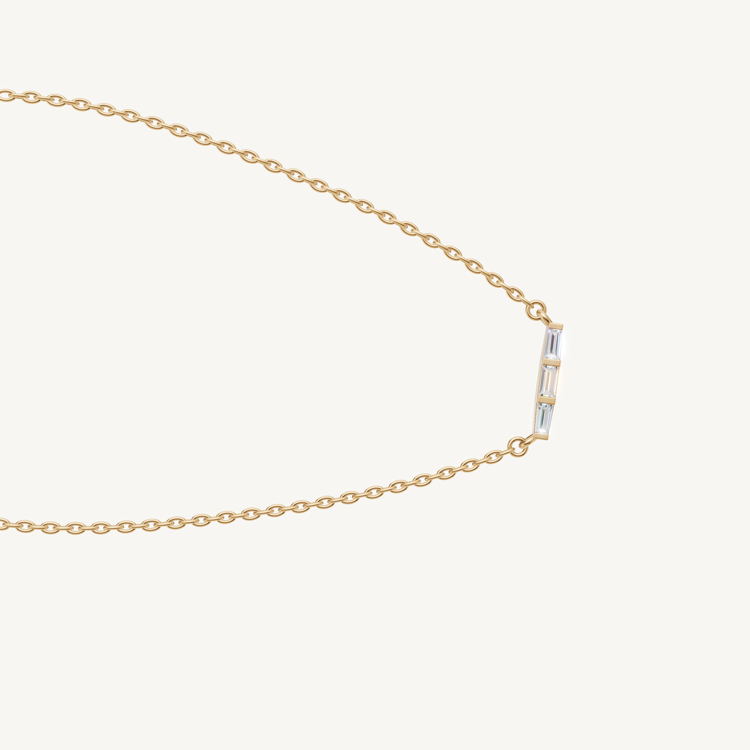 Modern Baguette and Trillion Lab Grown Diamond Necklace in Yellow Gold