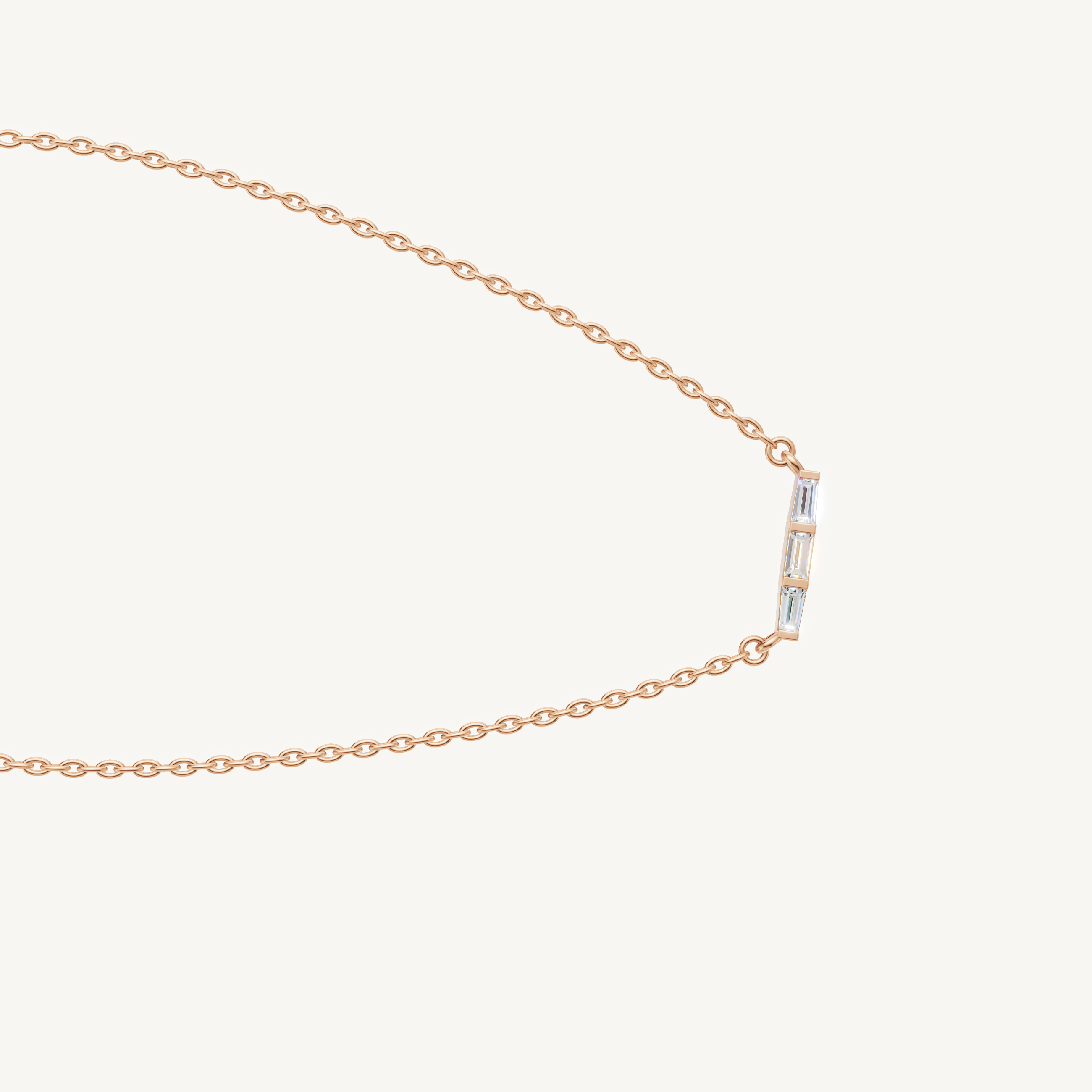Modern Baguette and Trillion Lab Grown Diamond Necklace in Rose Gold
