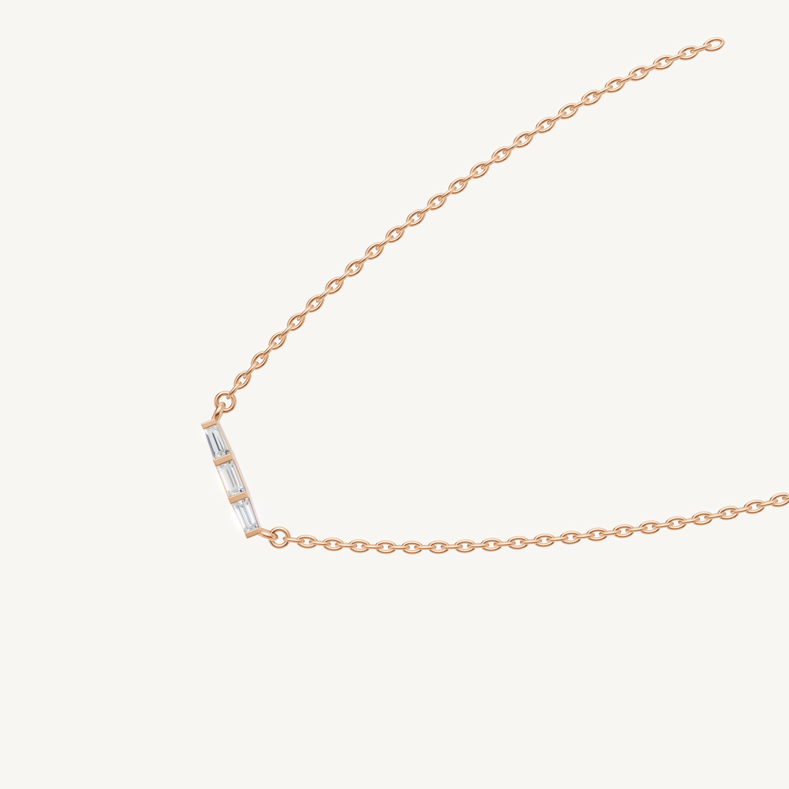 Dainty Geometric Diamond Bar Pendant Necklace in 14K Rose Gold