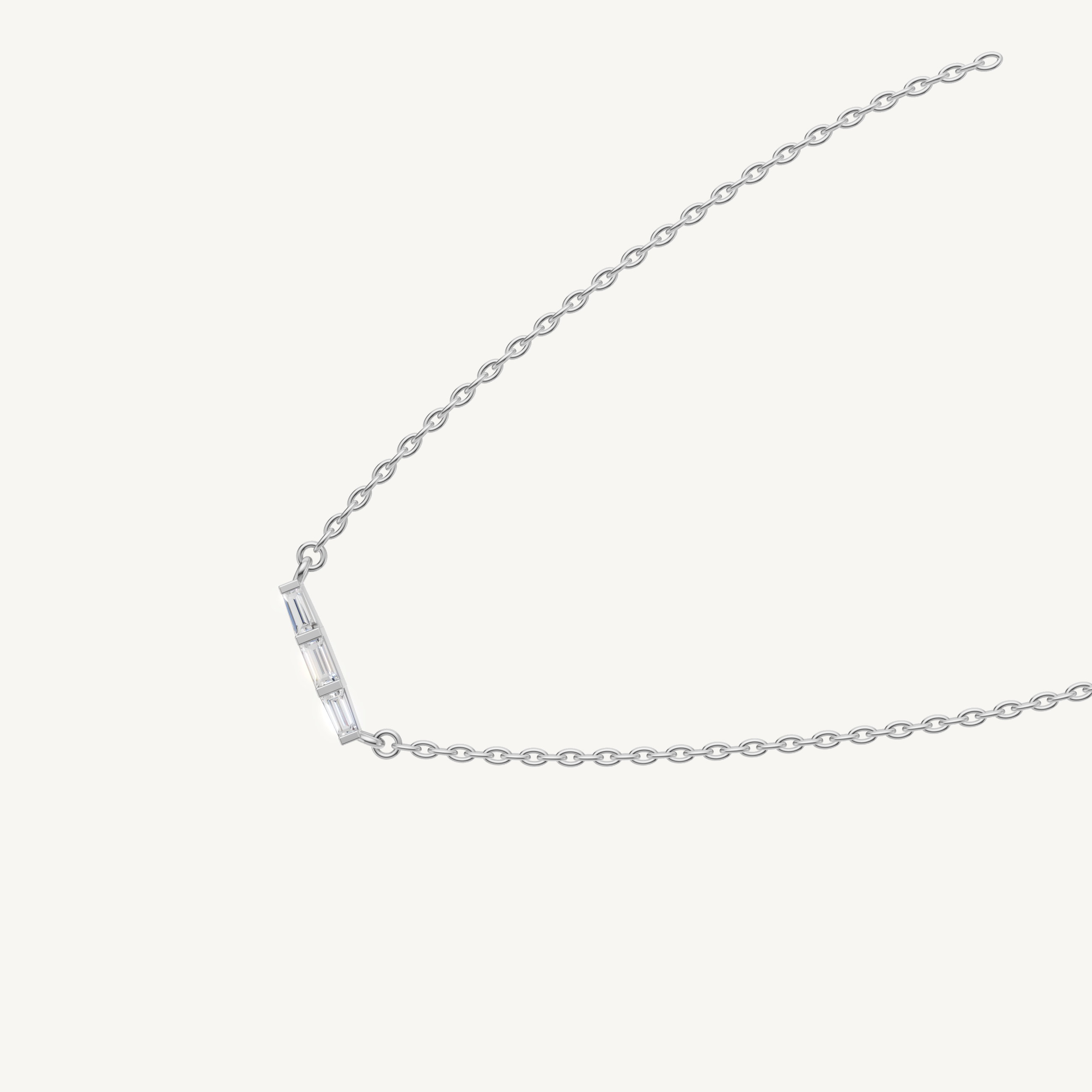Dainty Geometric Diamond Bar Pendant Necklace in 14K White Gold
