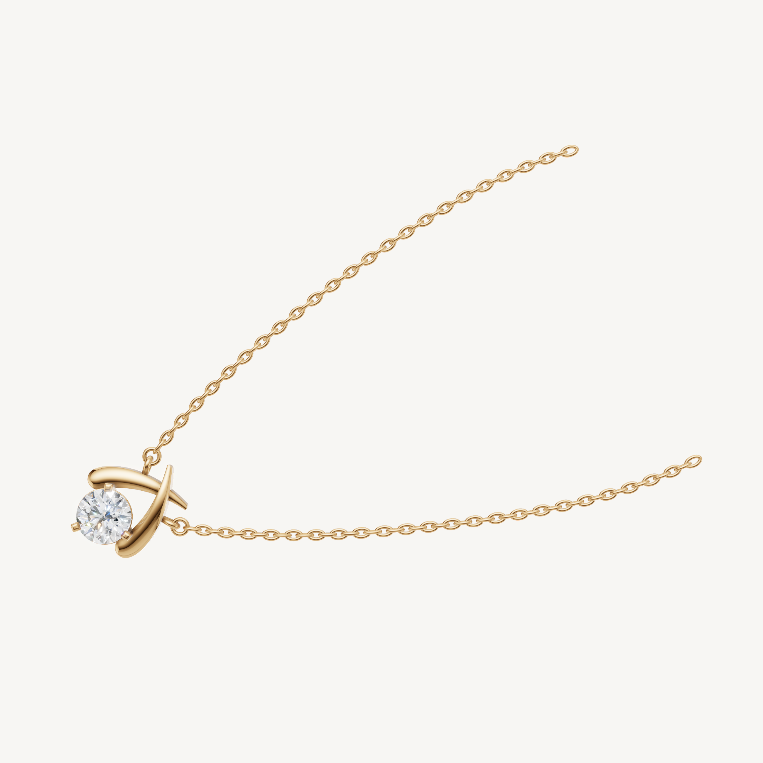 Modern Solitaire Diamond Necklace in 14K Yellow Gold