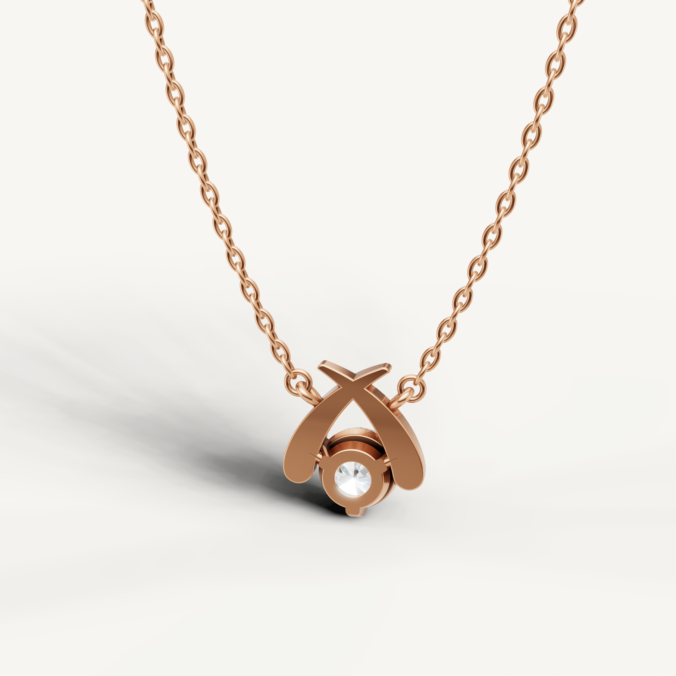 Raul Diamonds Solitaire Diamond Drop Pendant Necklace in 14K Rose Gold