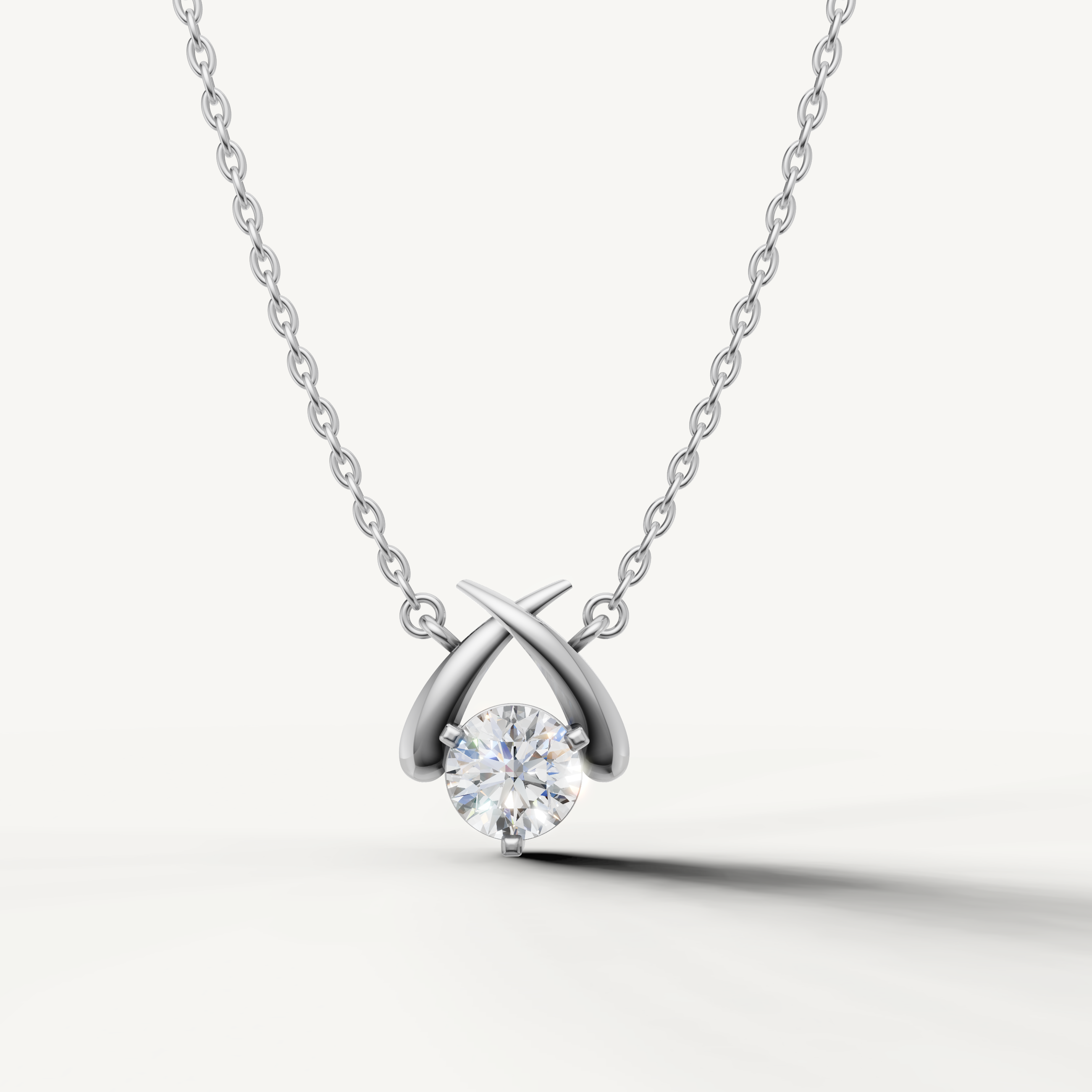 Dainty Round Lab Diamond Drop Pendant Necklace in Rose Gold