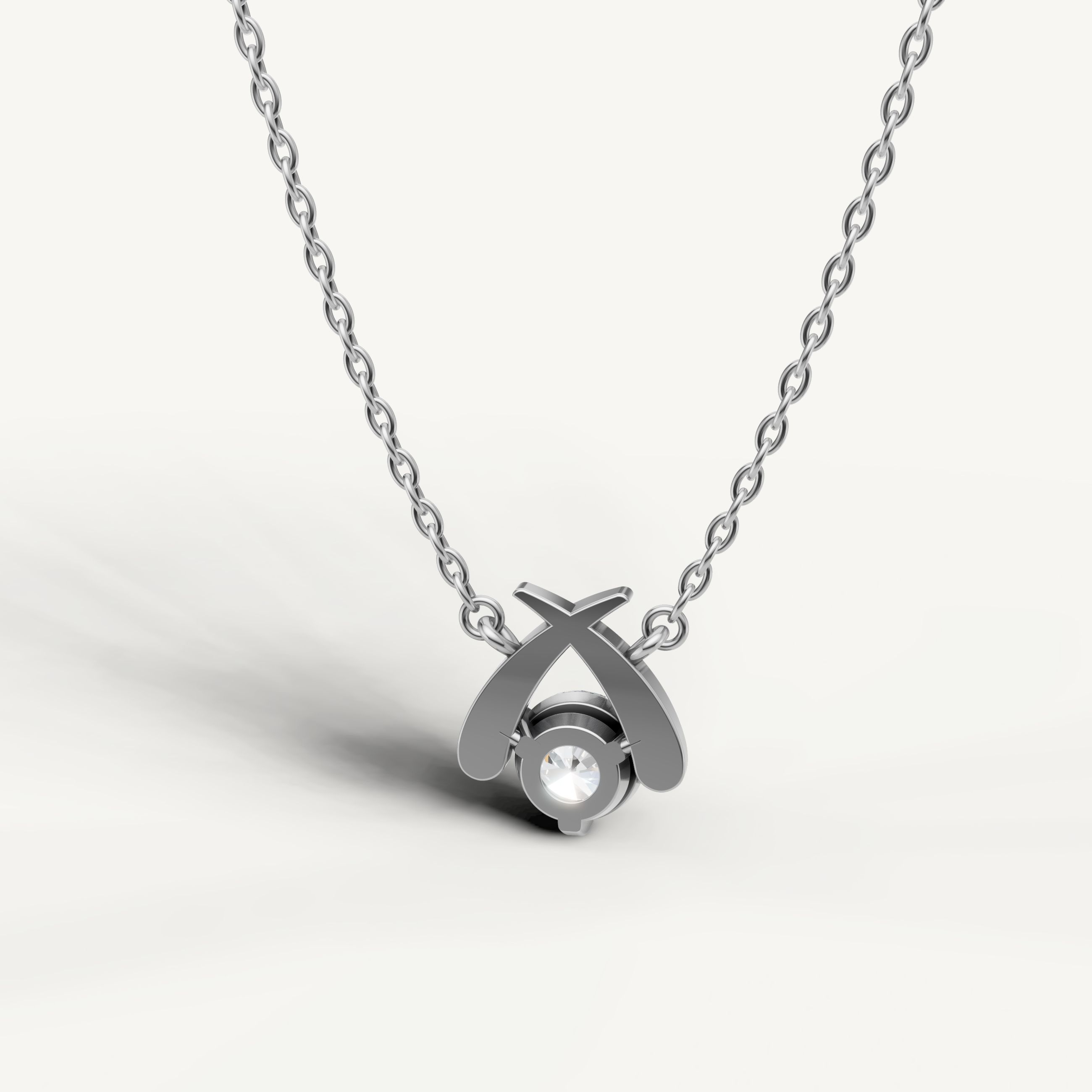 Minimalist Round Lab Grown Diamond Pendant Necklace in White Gold