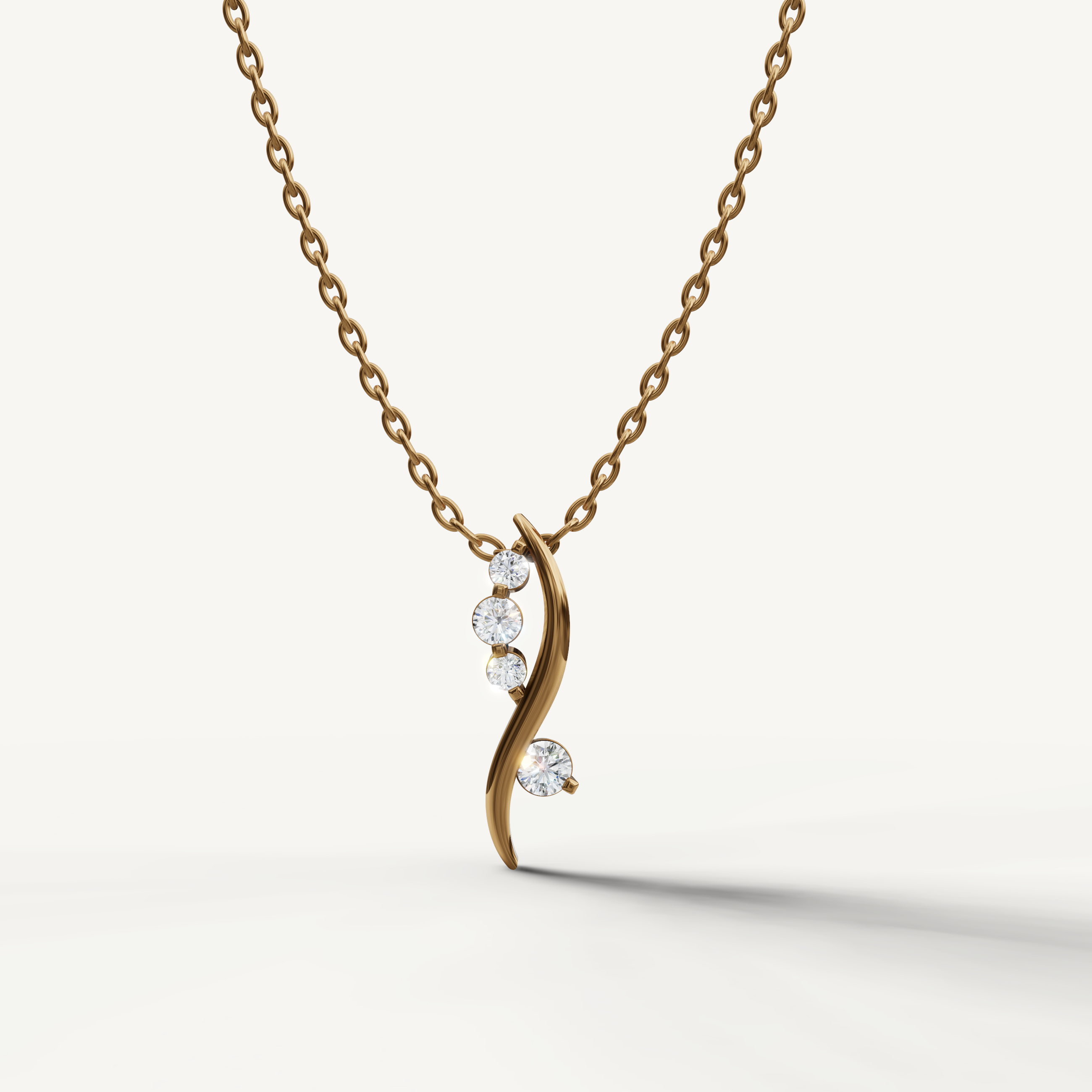 Raul Diamonds Curved Diamond Drop Pendant Necklace in 14K Yellow Gold