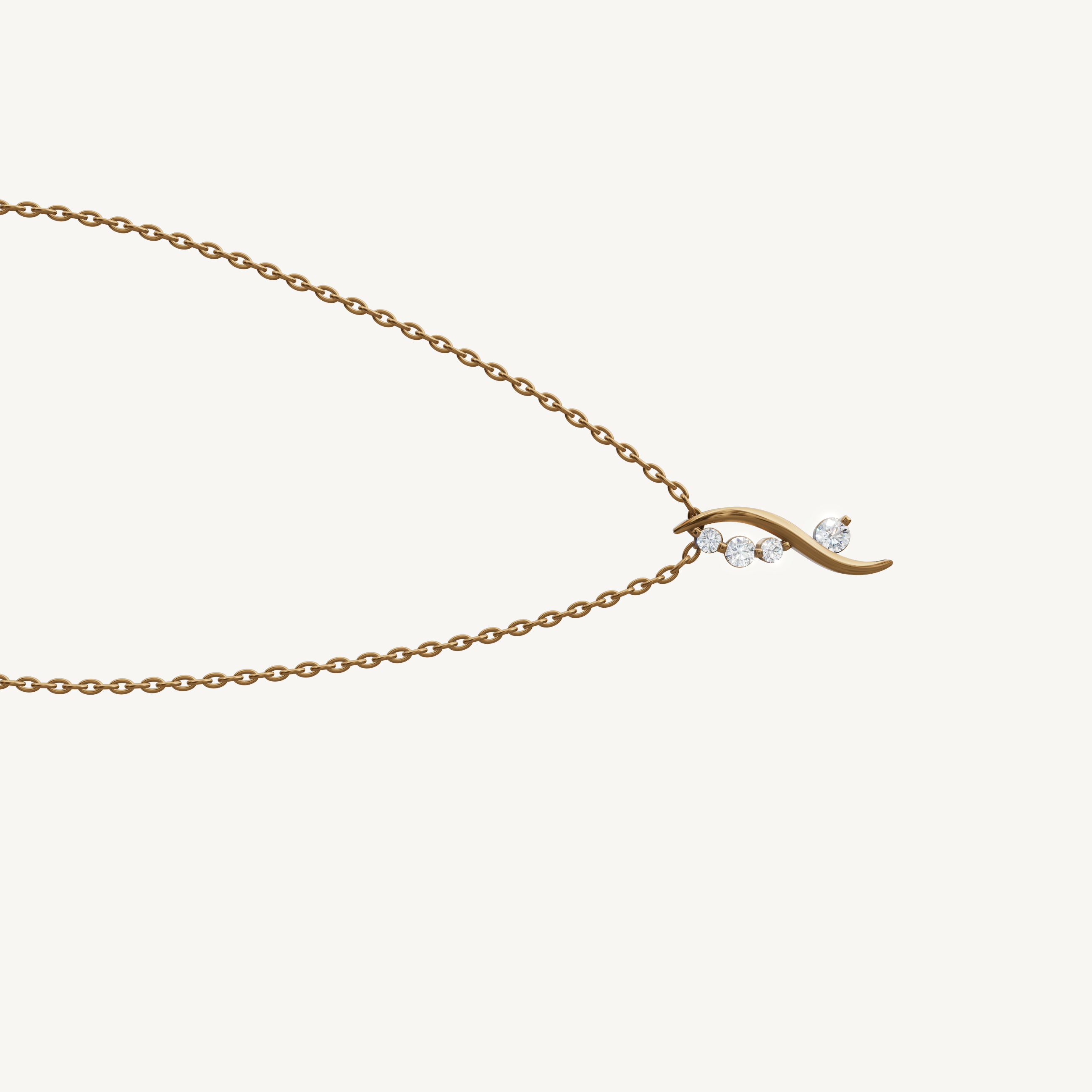 Modern Curved Diamond Accent Necklace in 14K Yellow Gold