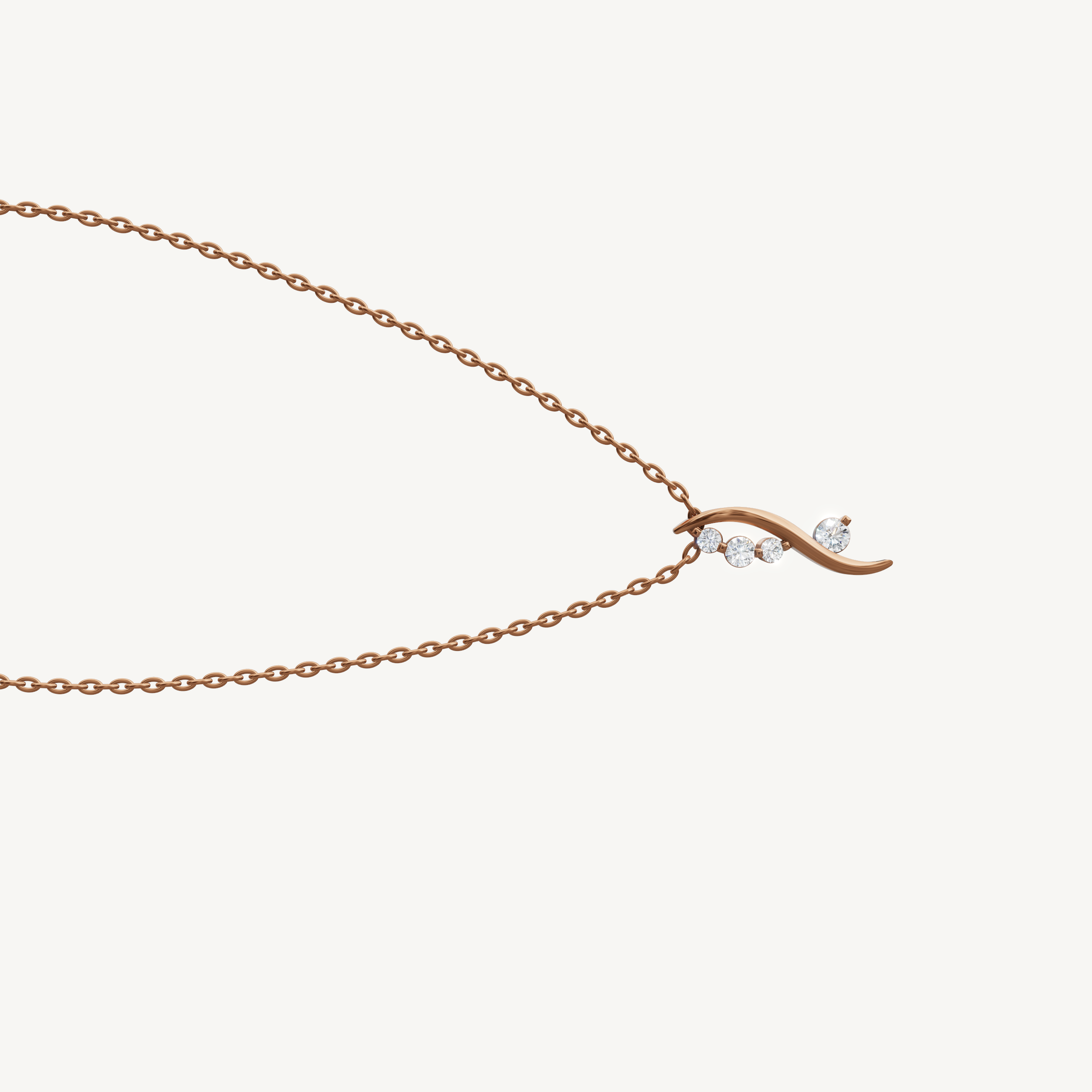 Modern Curved Diamond Accent Necklace in 14K Rose Gold