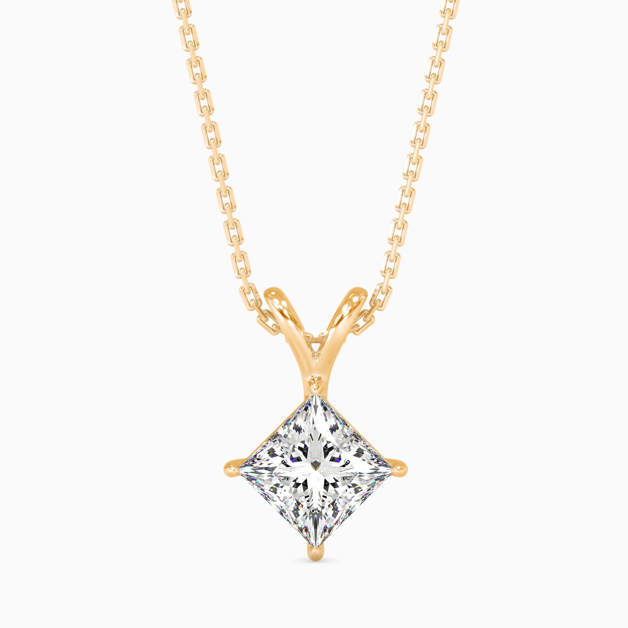14K Gold Diamond "Smile" Curve Necklace with Lab-Grown Diamonds