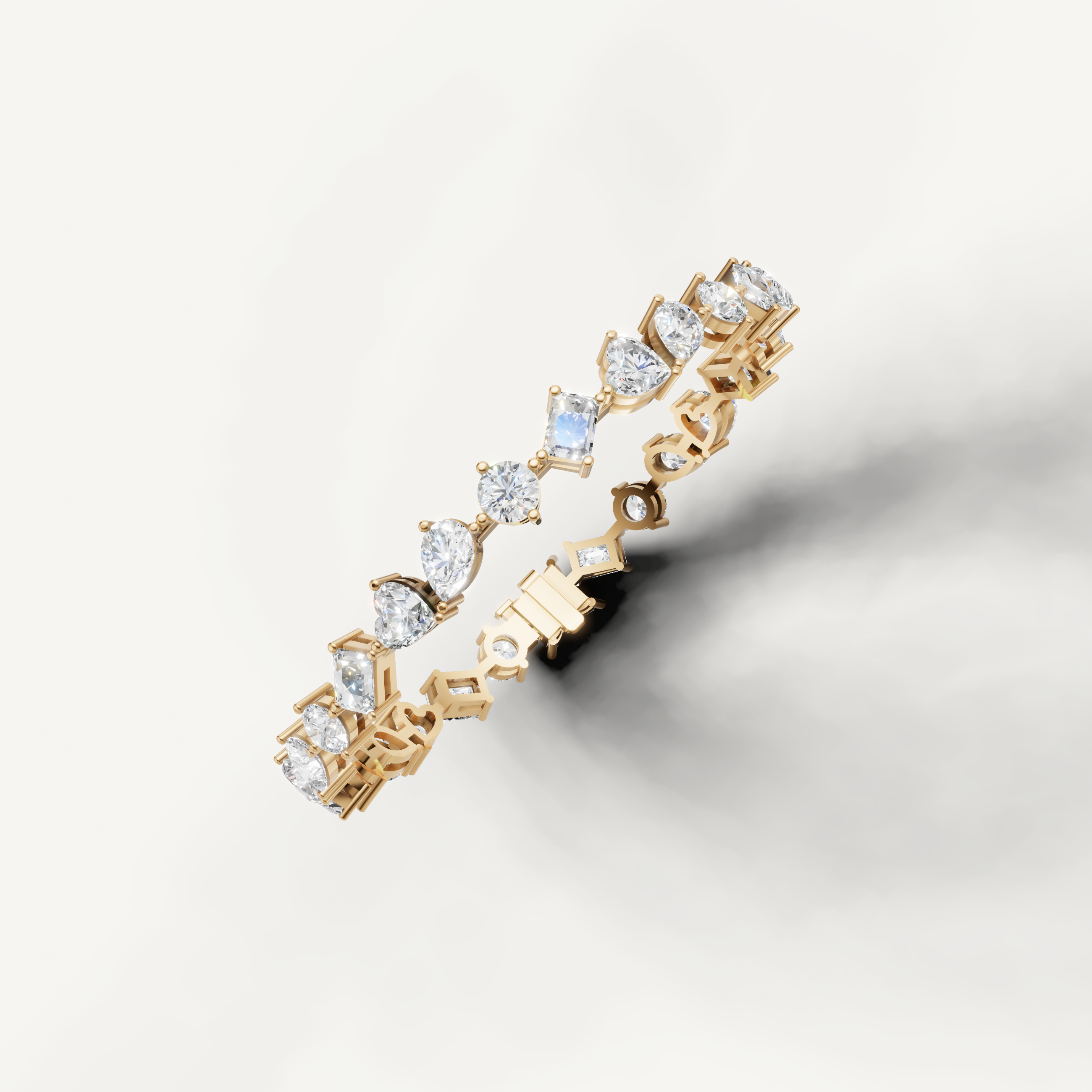 Yellow gold statement diamond bracelet with marquise accents by Raul Diamonds