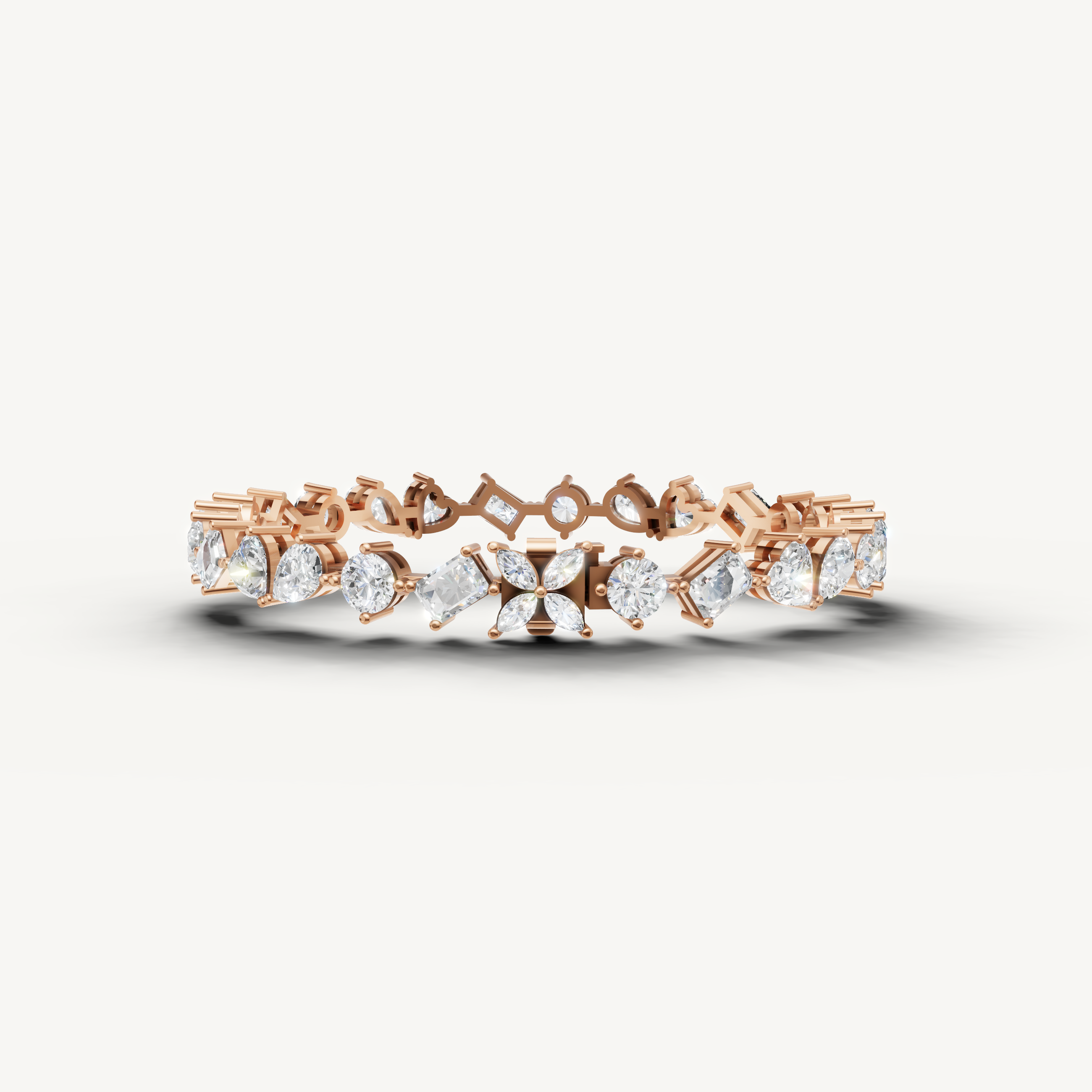 Raul Diamonds rose gold mixed diamond bracelet with elegant floral inspired design