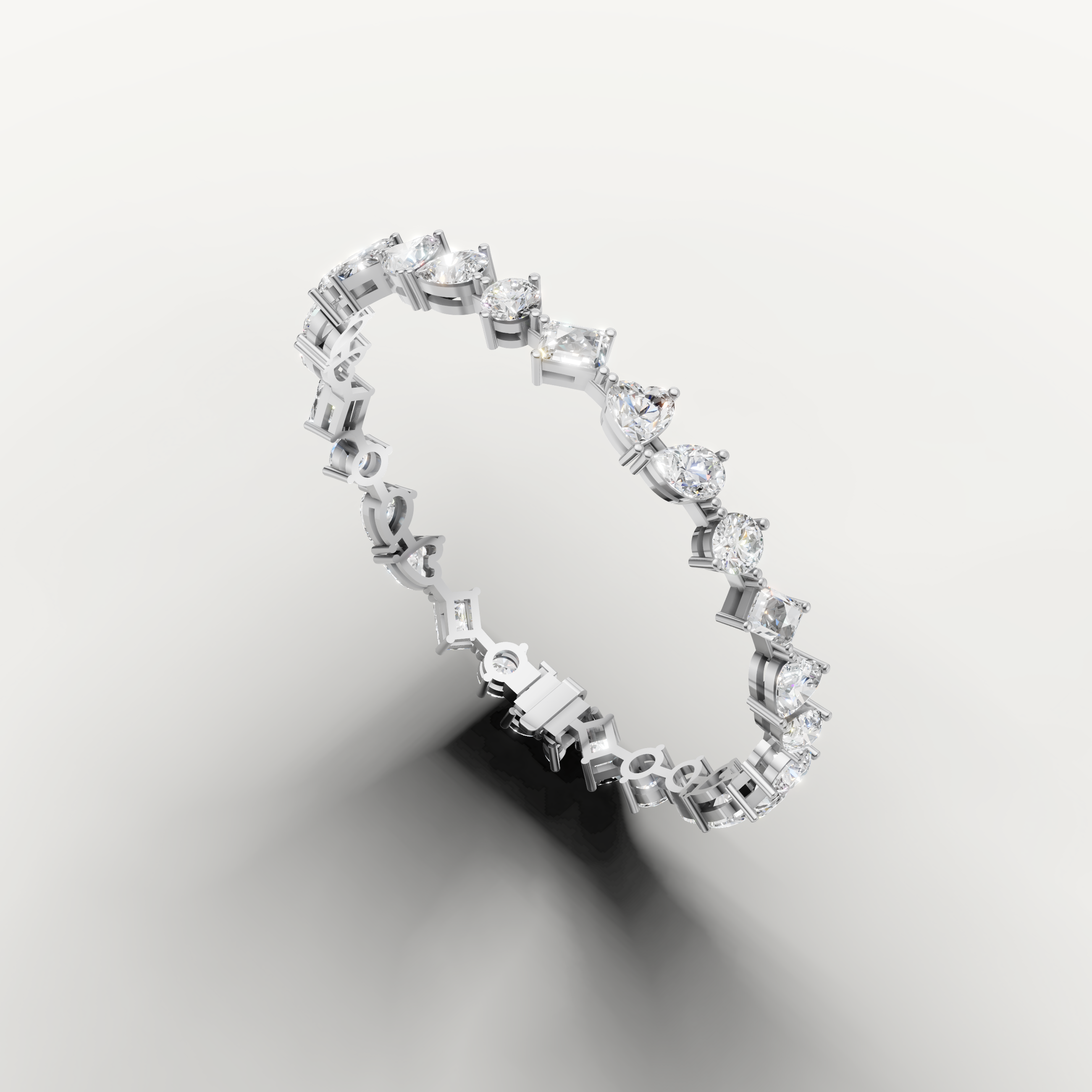 Raul Diamonds handcrafted white gold statement bracelet with floral diamond pattern