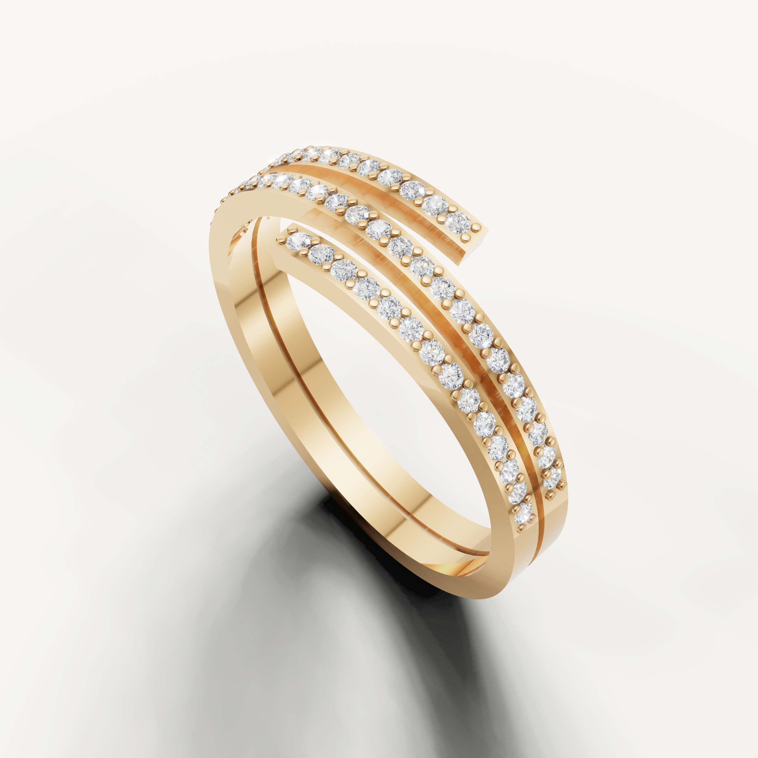 Luxury yellow gold diamond wrap wedding band with round brilliant diamonds