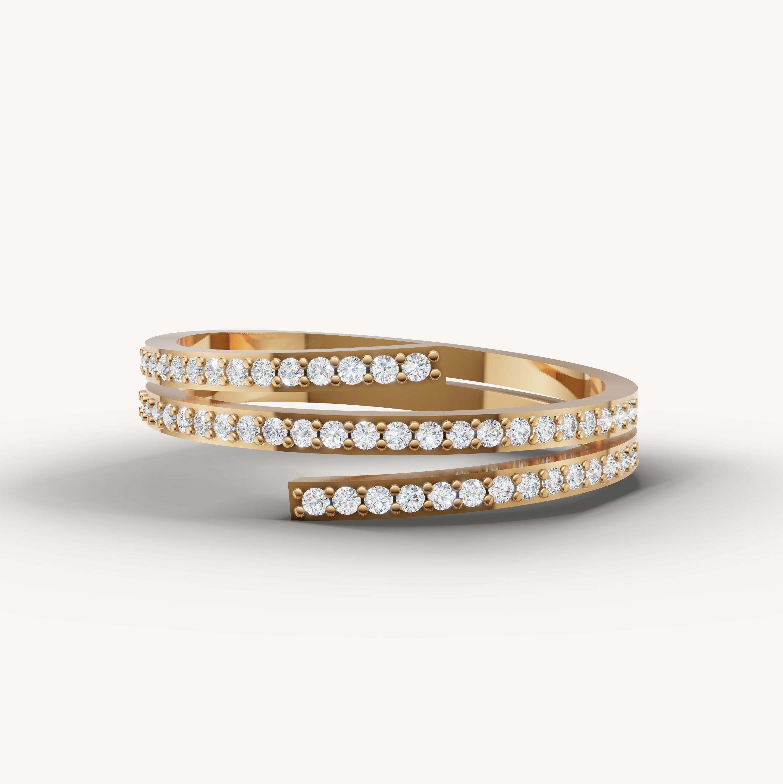 Elegant yellow gold multi row diamond wedding ring for women by Raul Diamonds