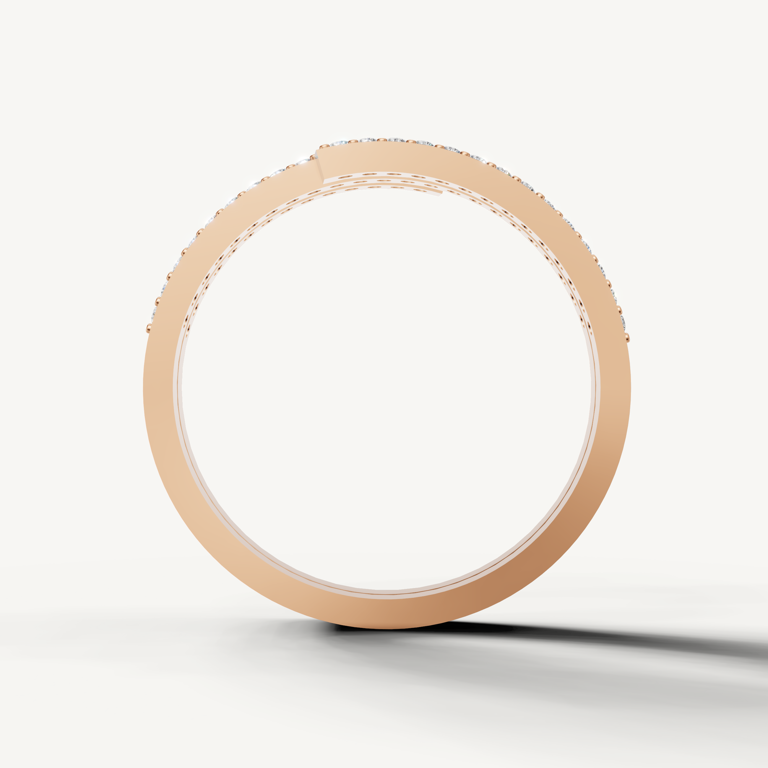 Elegant rose gold spiral diamond wedding band for women Raul Diamonds