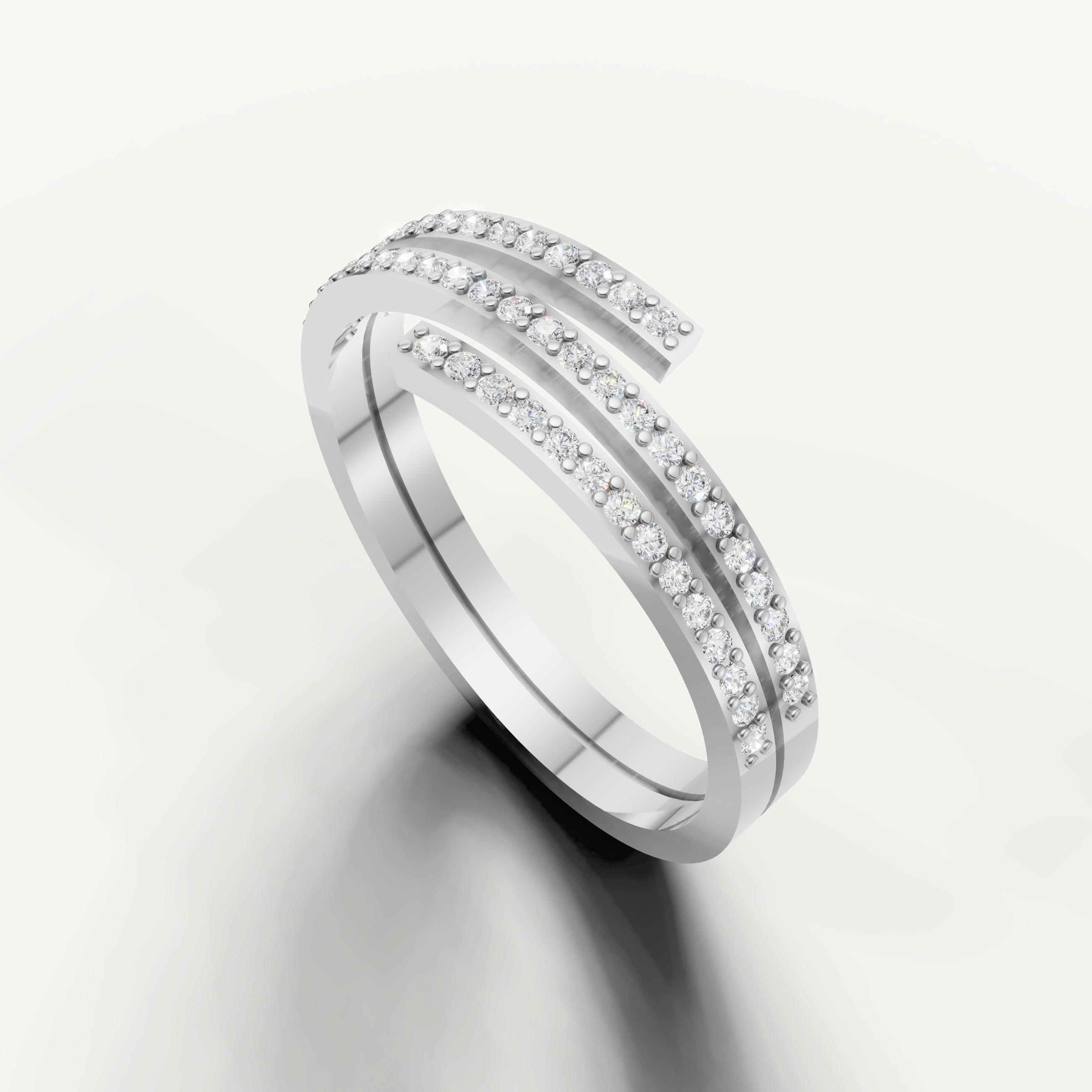 Elegant white gold multi row diamond wedding band for women Raul Diamonds