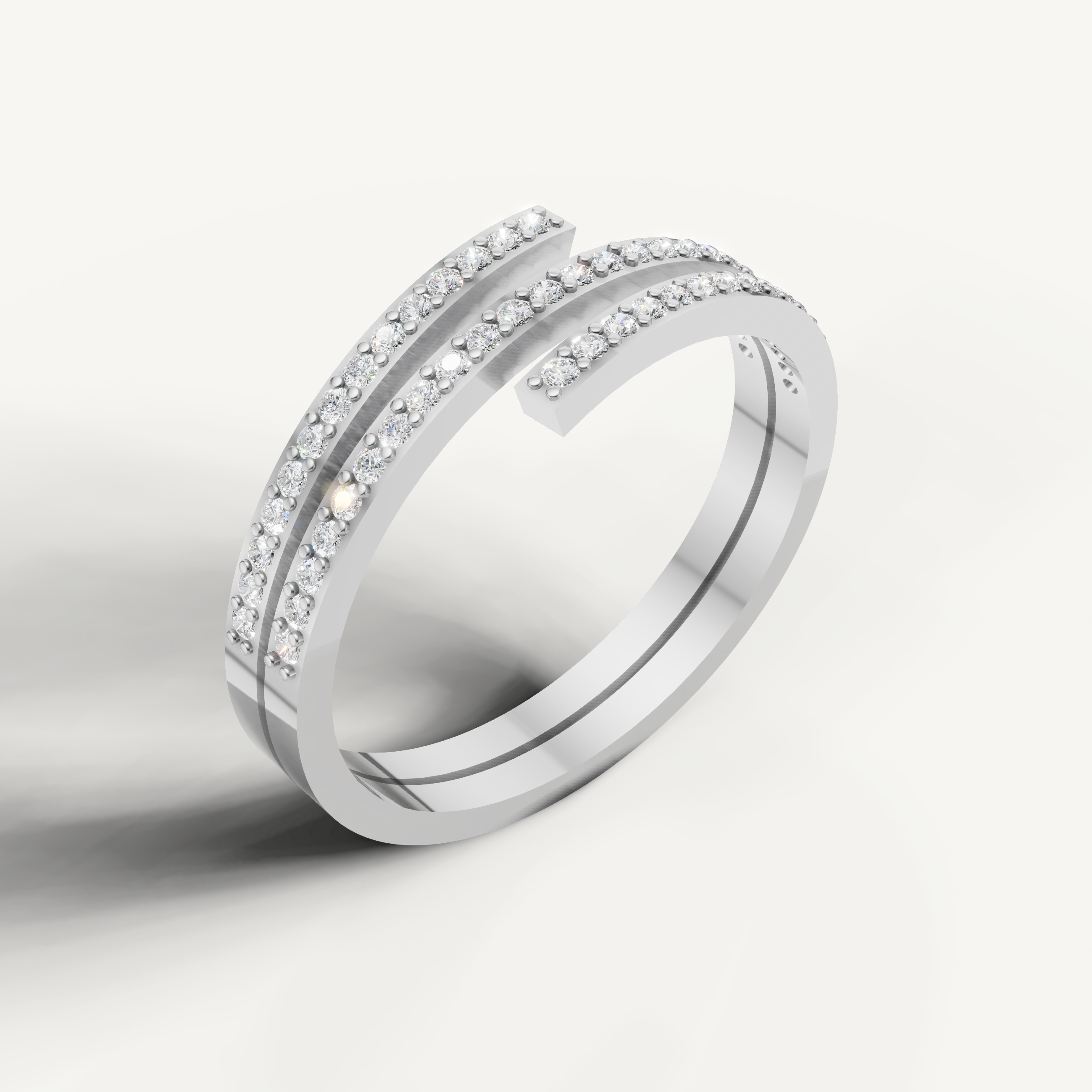 White gold wrap style diamond wedding ring with round brilliant diamonds