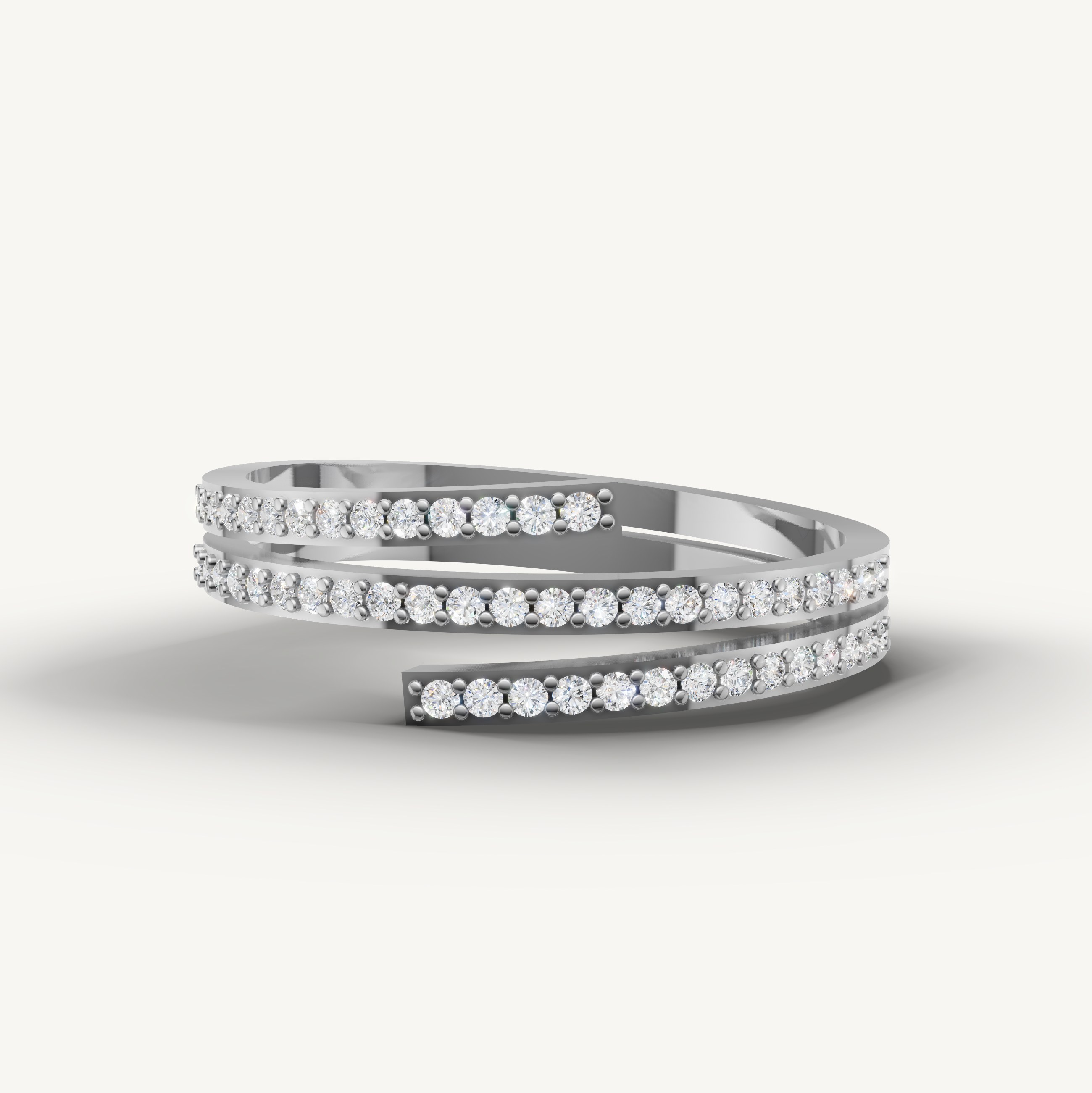 White gold wrap style diamond wedding ring with round brilliant diamonds