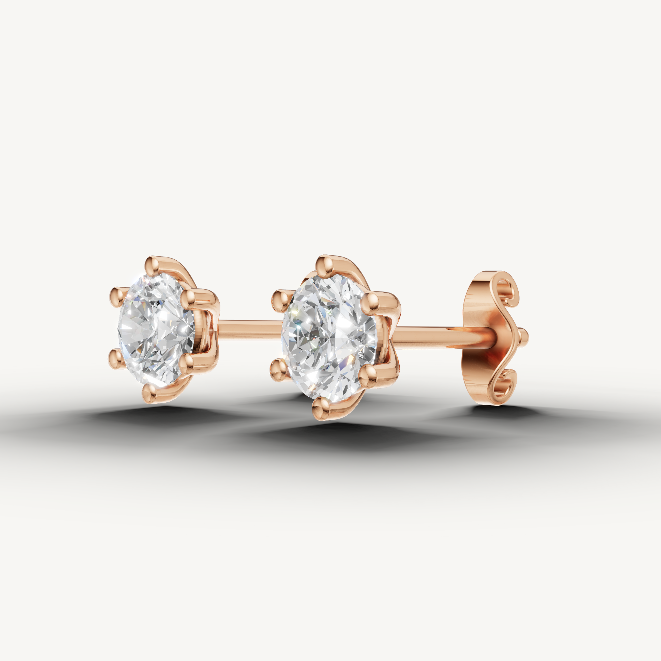 Luxury rose gold round cut diamond stud earrings for women with timeless beauty by Raul Diamonds