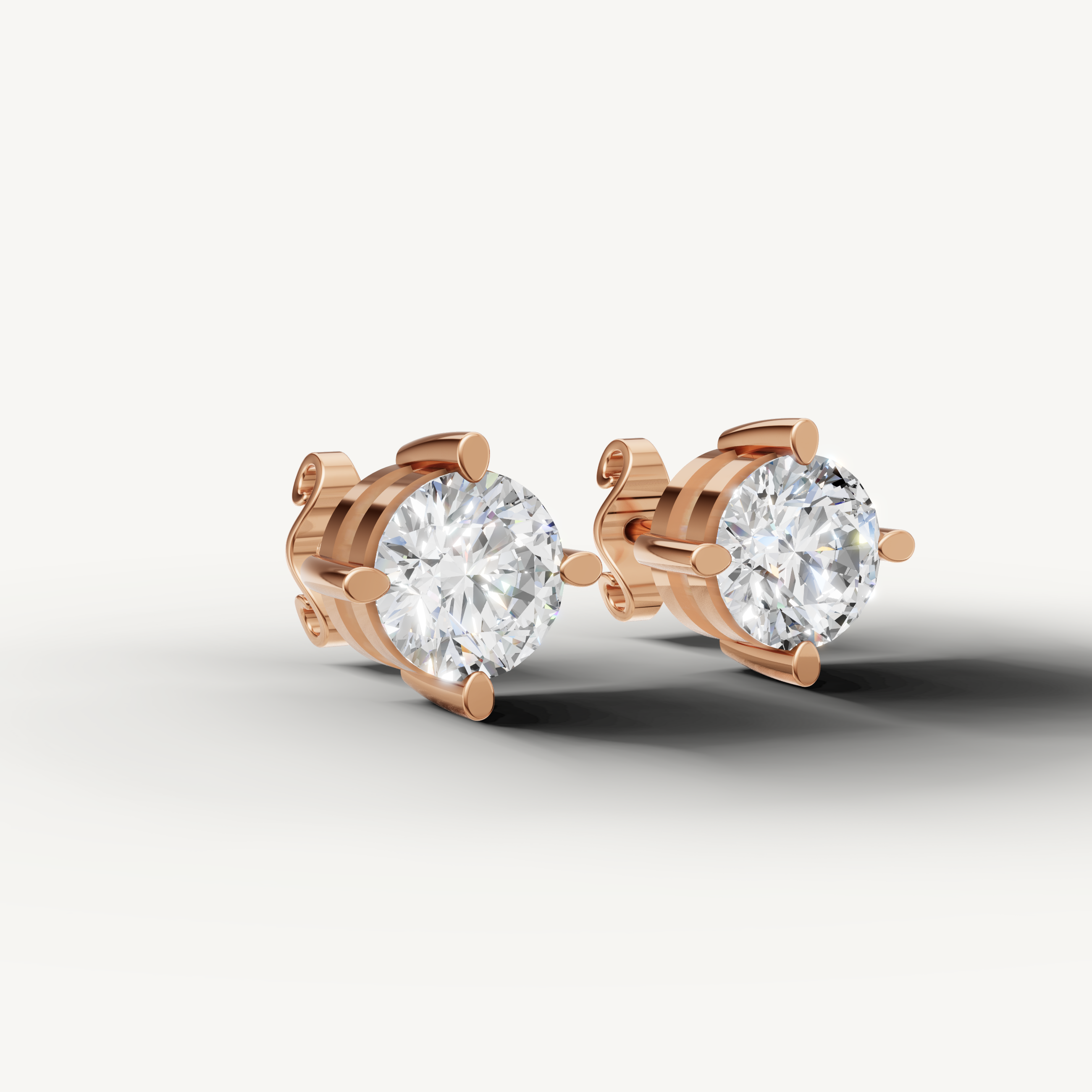 Luxury rose gold solitaire diamond stud earrings for women with timeless elegance by Raul Diamonds